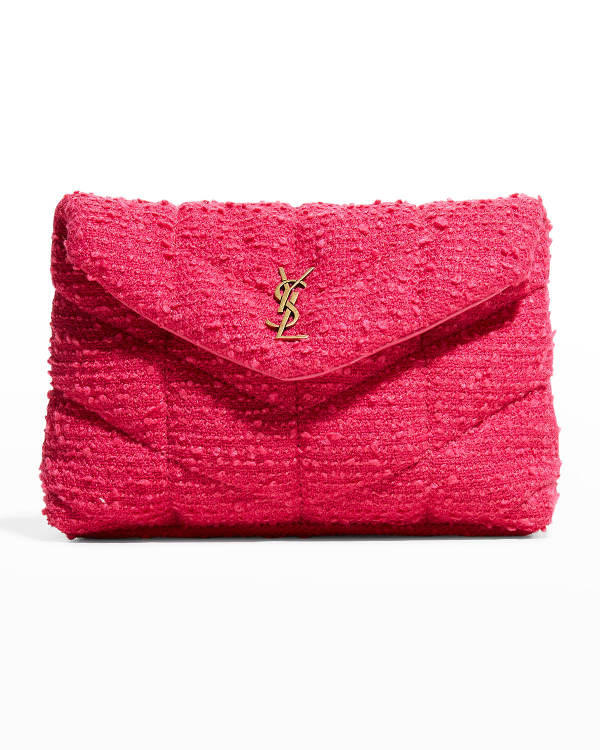 Saint Laurent Puffer Small Ysl Quilted Pouch Clutch Bag