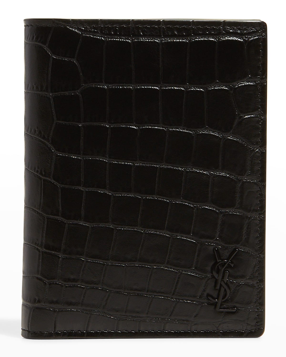 Crocodile Embossed Faux Leather Wallet 6 card slots id window black brown tan