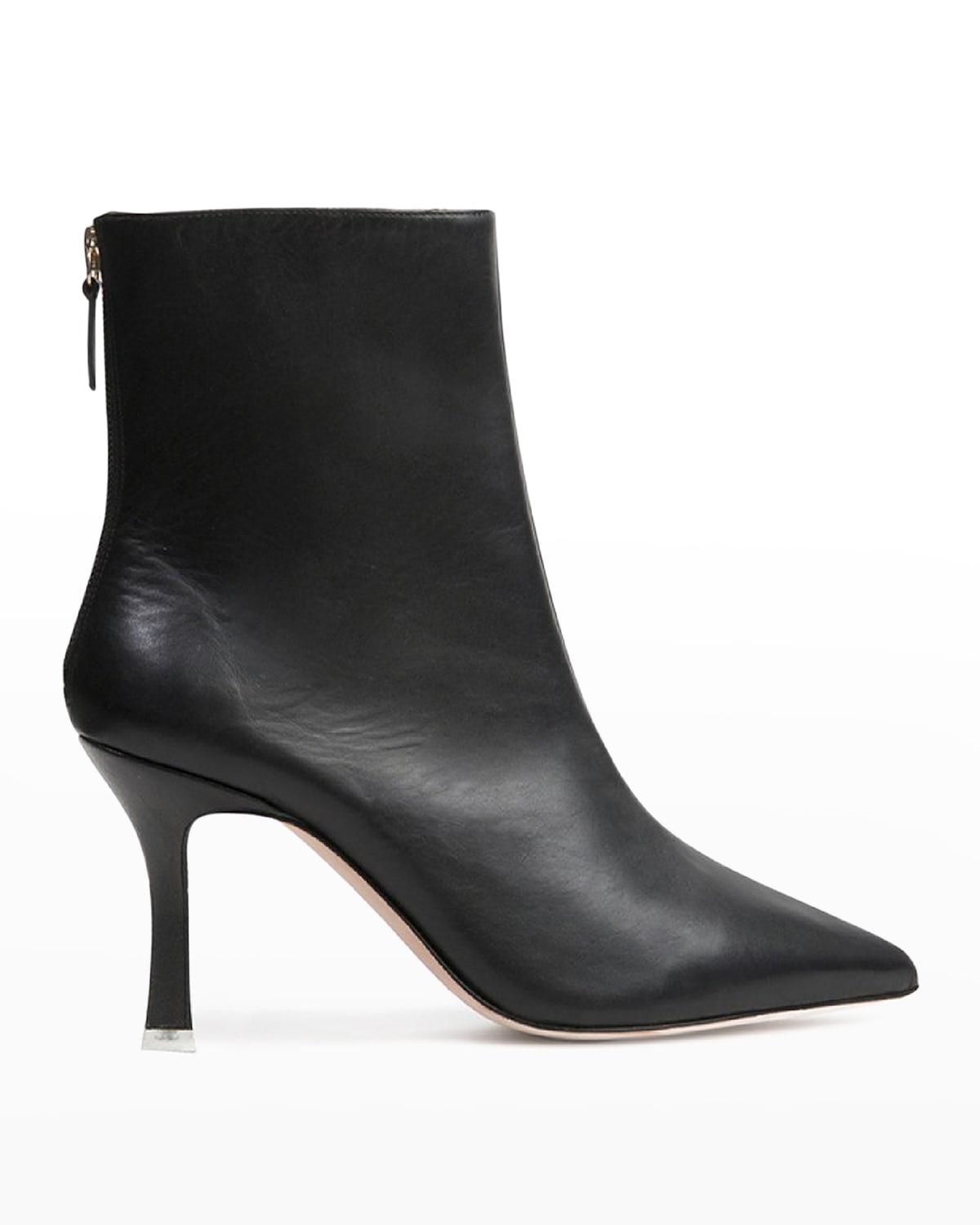 leather black booties heel