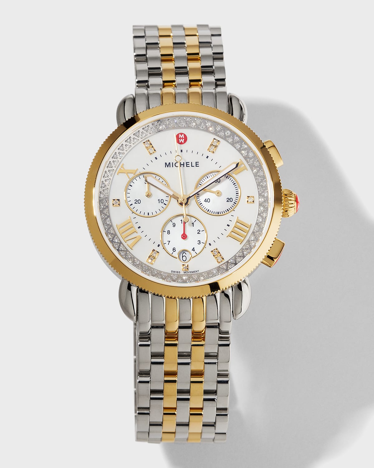 Michele Sport Sail Twotone Diamond Reflector Watch, Motherofpearl In