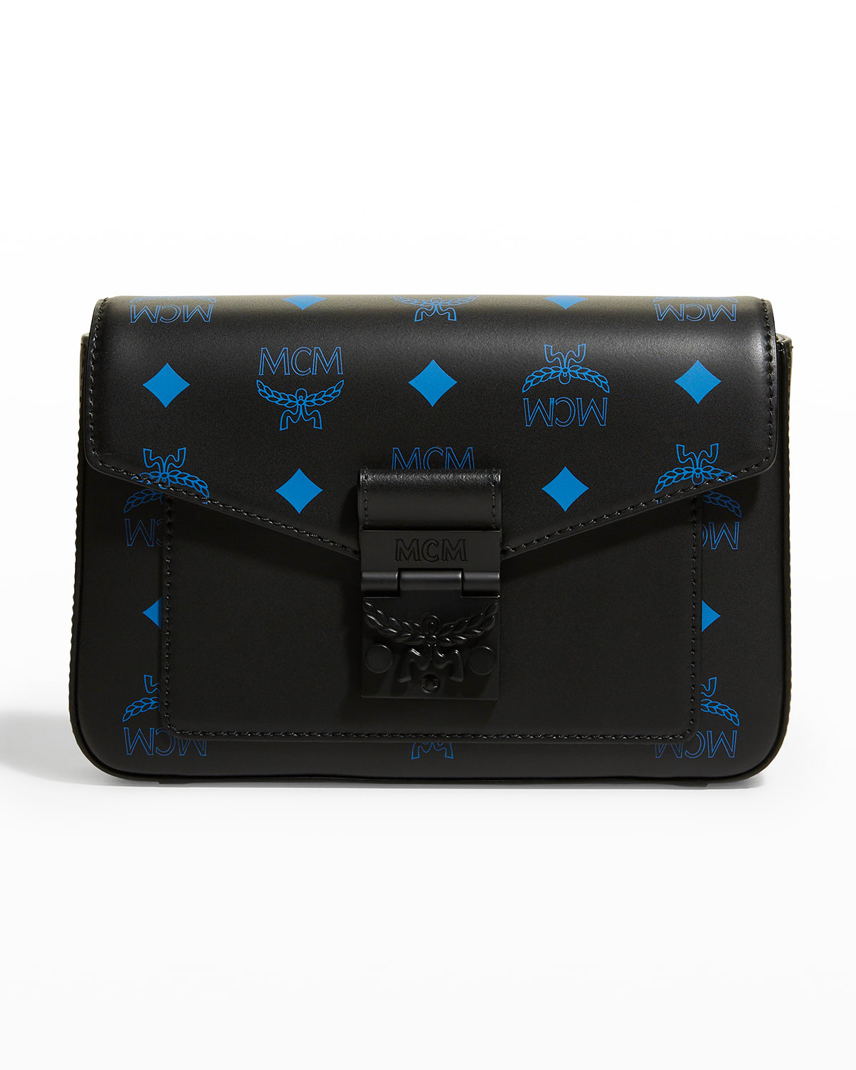 Mcm Color Splash Logo Small Messenger Crossbody Bag In Vallarta Blue