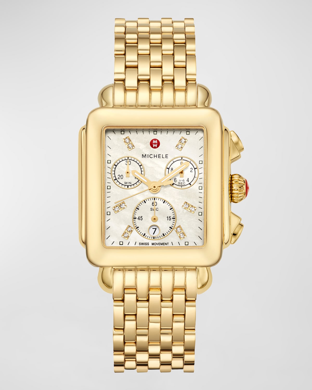 MICHELE Deco Gold-Tone Diamond Dial Watch