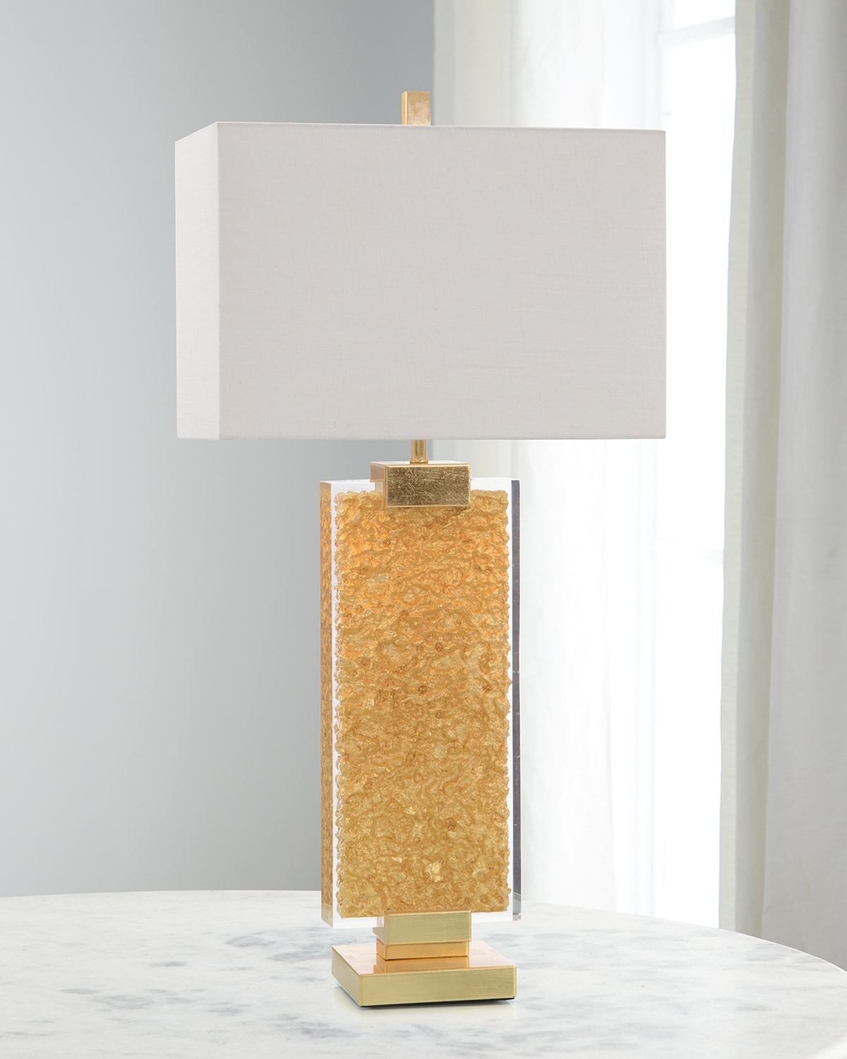 New Neiman Marcus Crystal Bud Buffet Lamp HORCHOW Antique Gold 