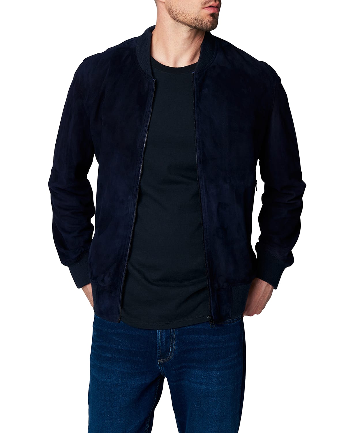 Blanknyc Men's Game On Suede Bomber Jacket