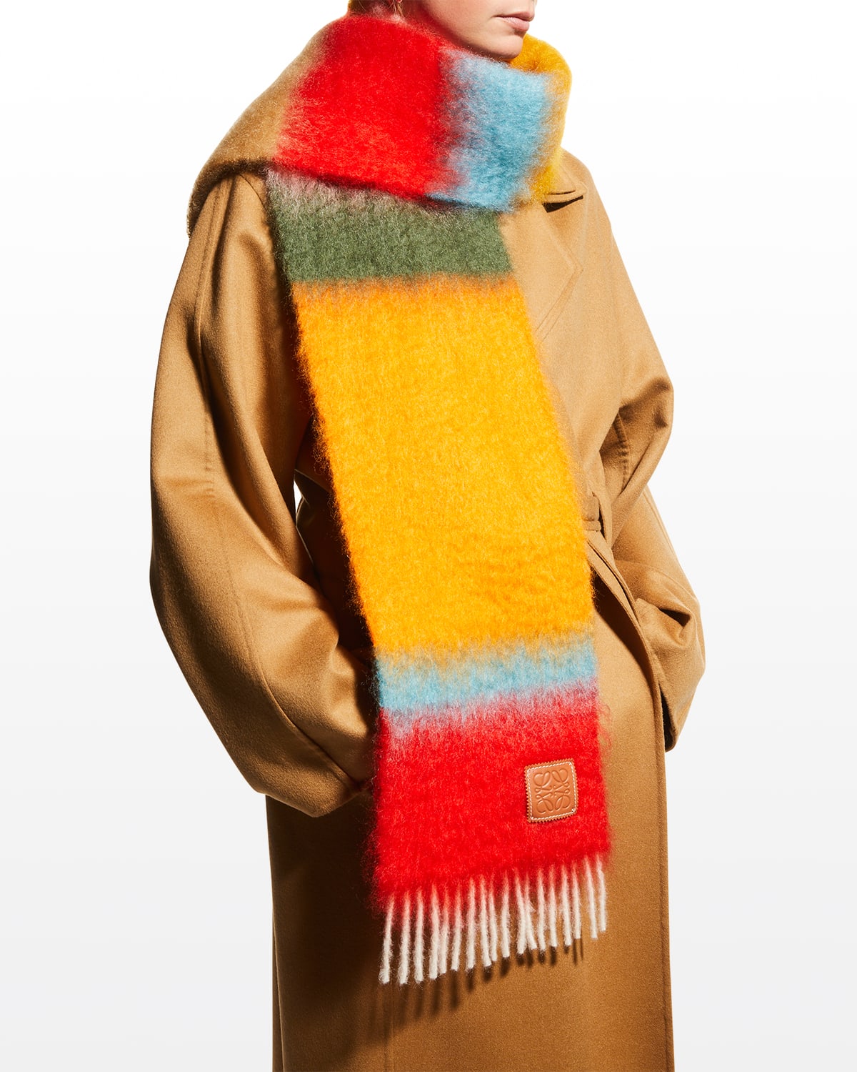 Loewe Multicolor Striped Mohair-Wool Scarf | Neiman Marcus