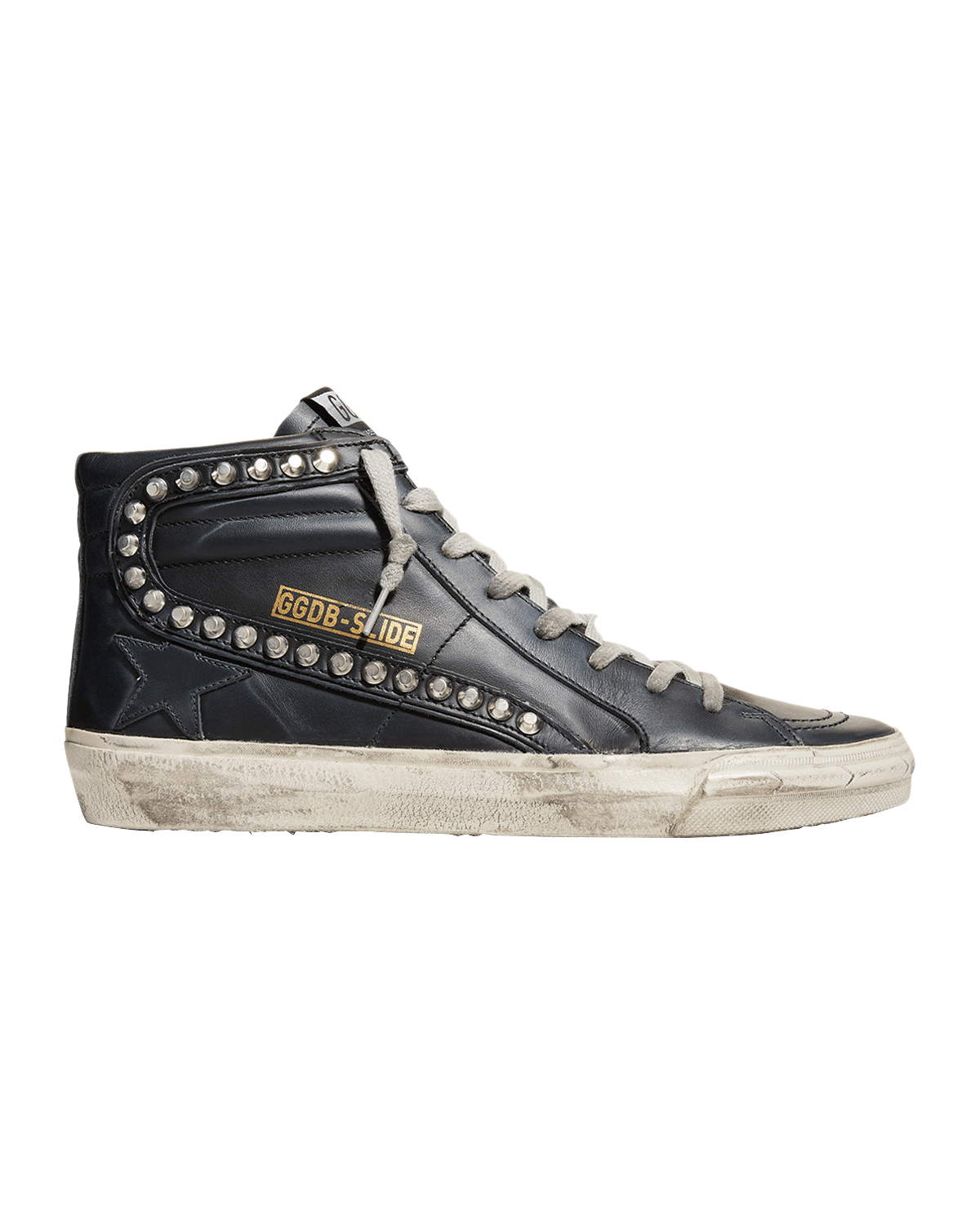 Golden Goose Slide Mid-Top Leather Stud Sneakers