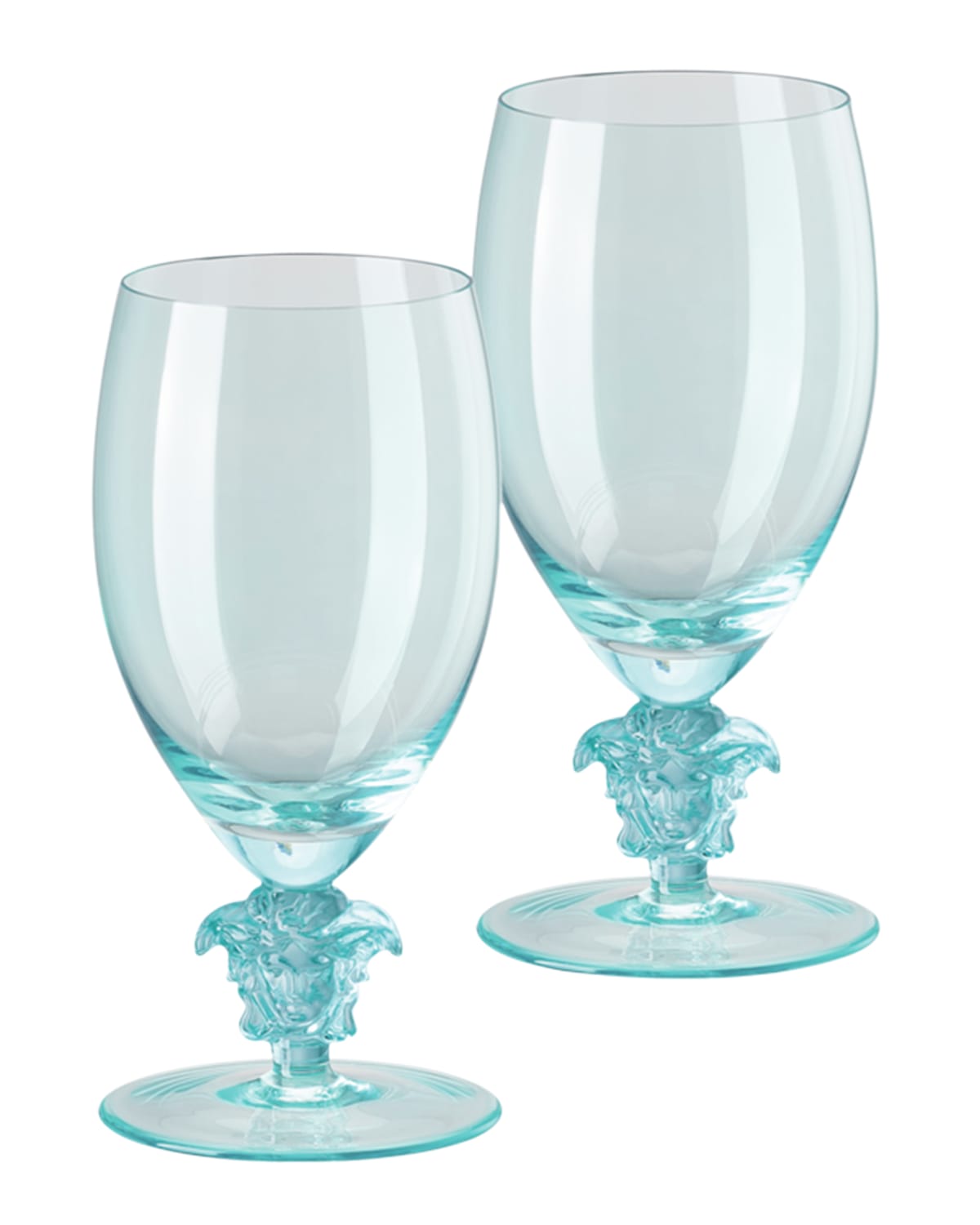 Versace Medusa Lumiere 2 Short Stem White Wine Glasses, Set Of Two In Blue