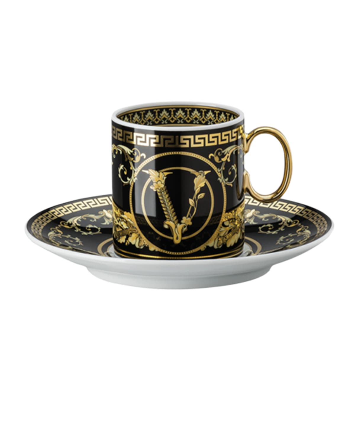 Versace Virtus Gala Black Ad Cup & Saucer