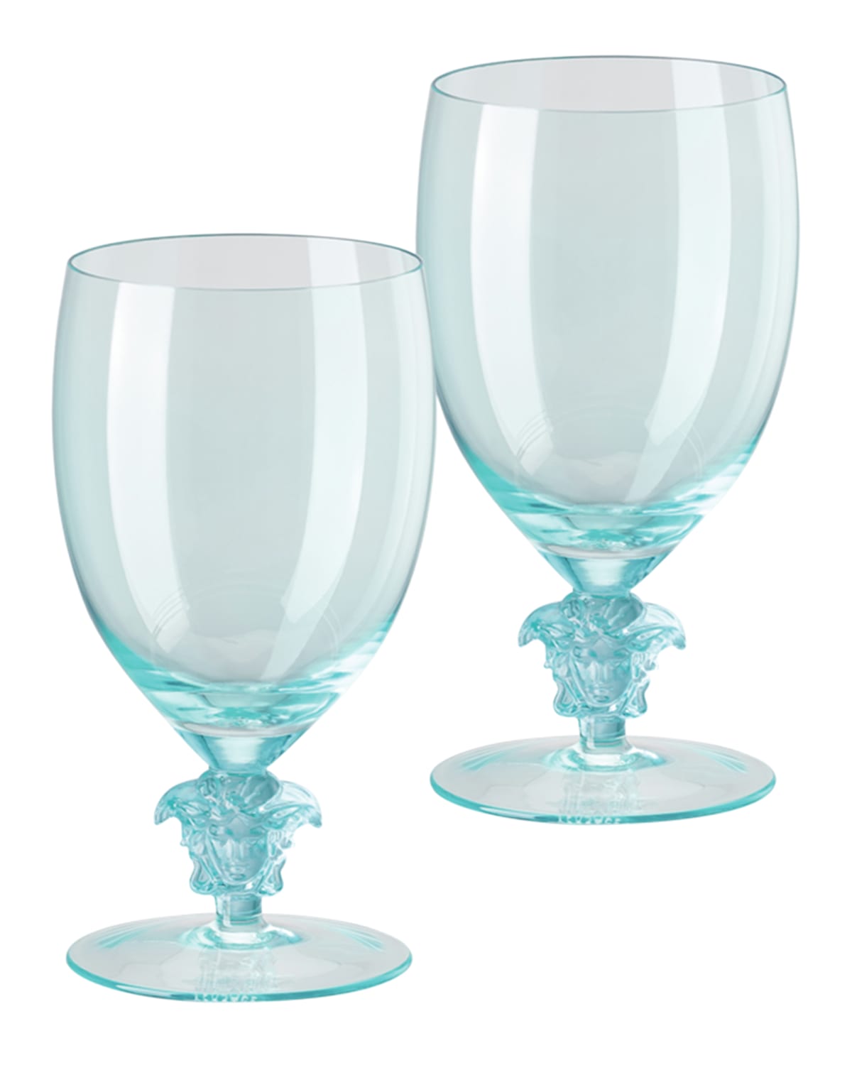 Versace Medusa Lumiere 2 Short Stem Water Goblets, Set Of Two In Blue