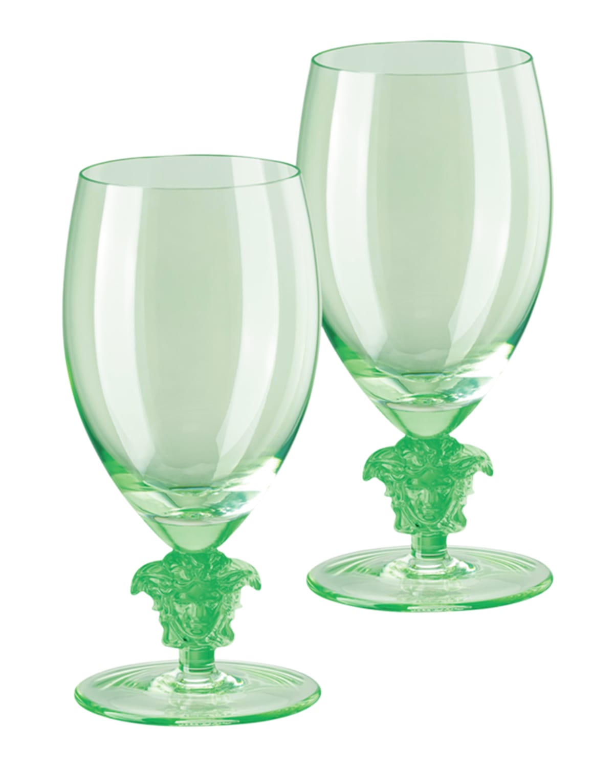 Versace Medusa Lumiere 2 Short Stem White Wine Glasses, Set Of Two In Green
