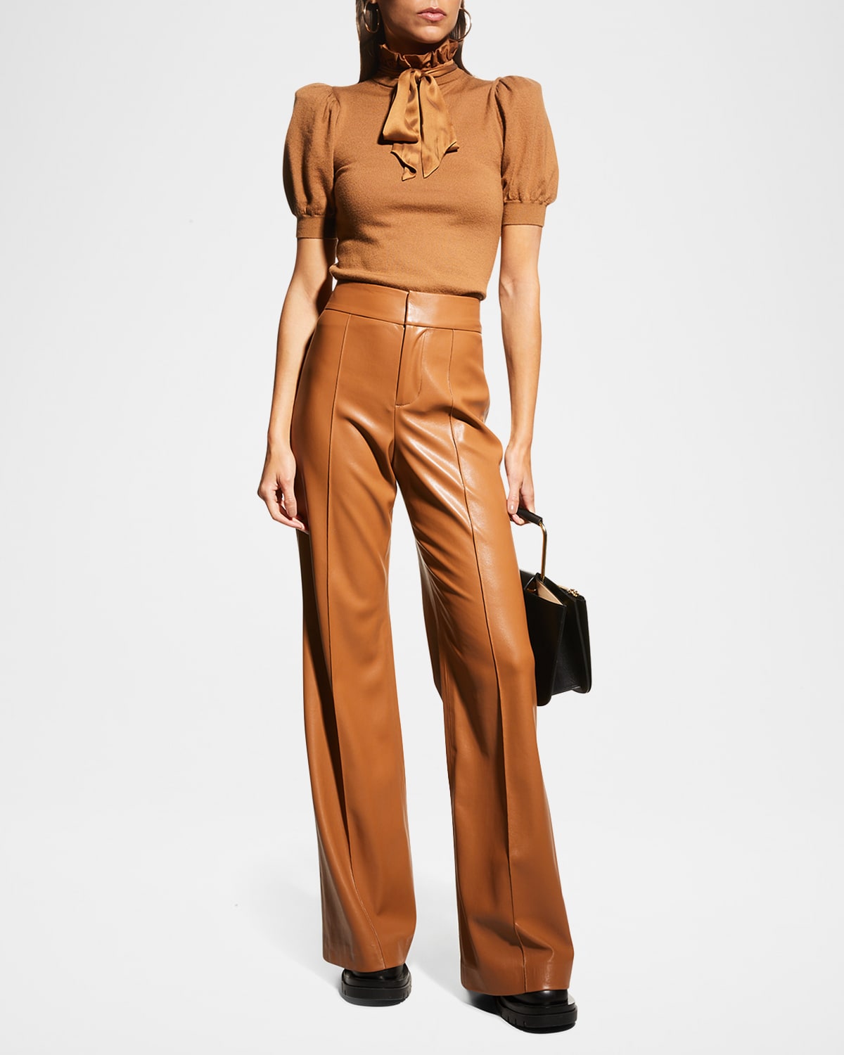 Alice + Olivia Dylan High-Waist Faux-Leather Pants