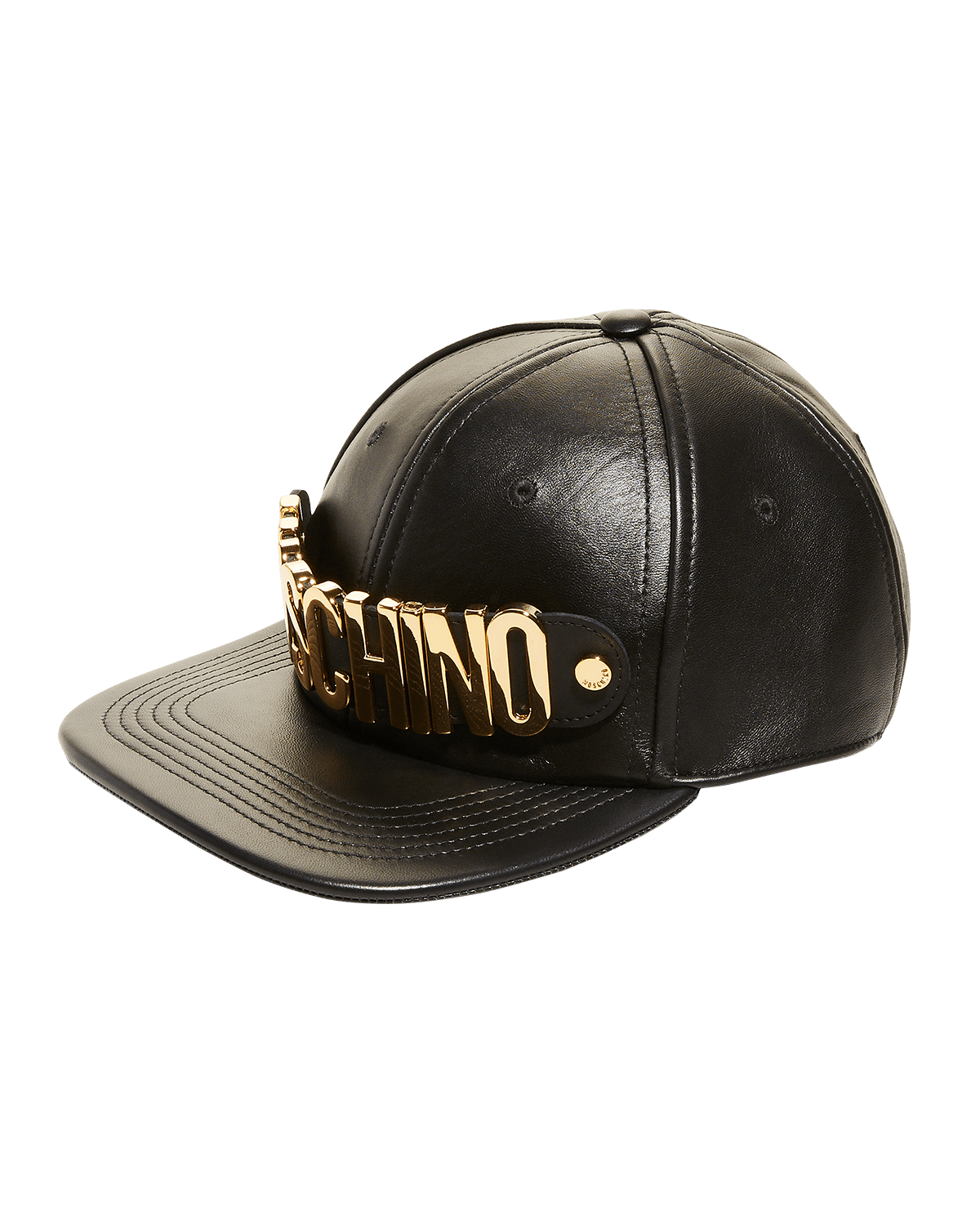 Moschino Men's Logo-Strap Leather Baseball Hat