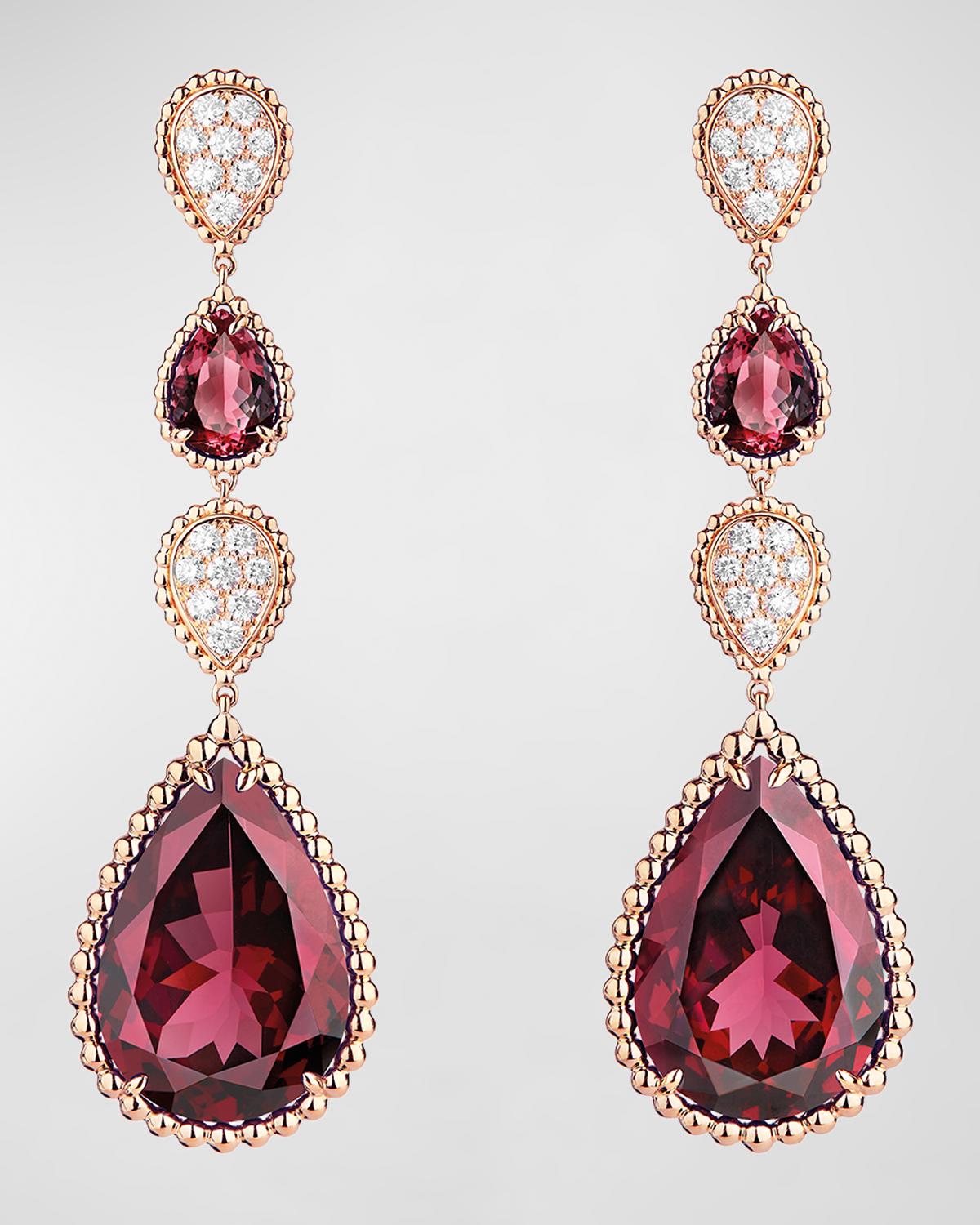 Serpent Boheme Rhodolite Garnet and Diamond Earrings