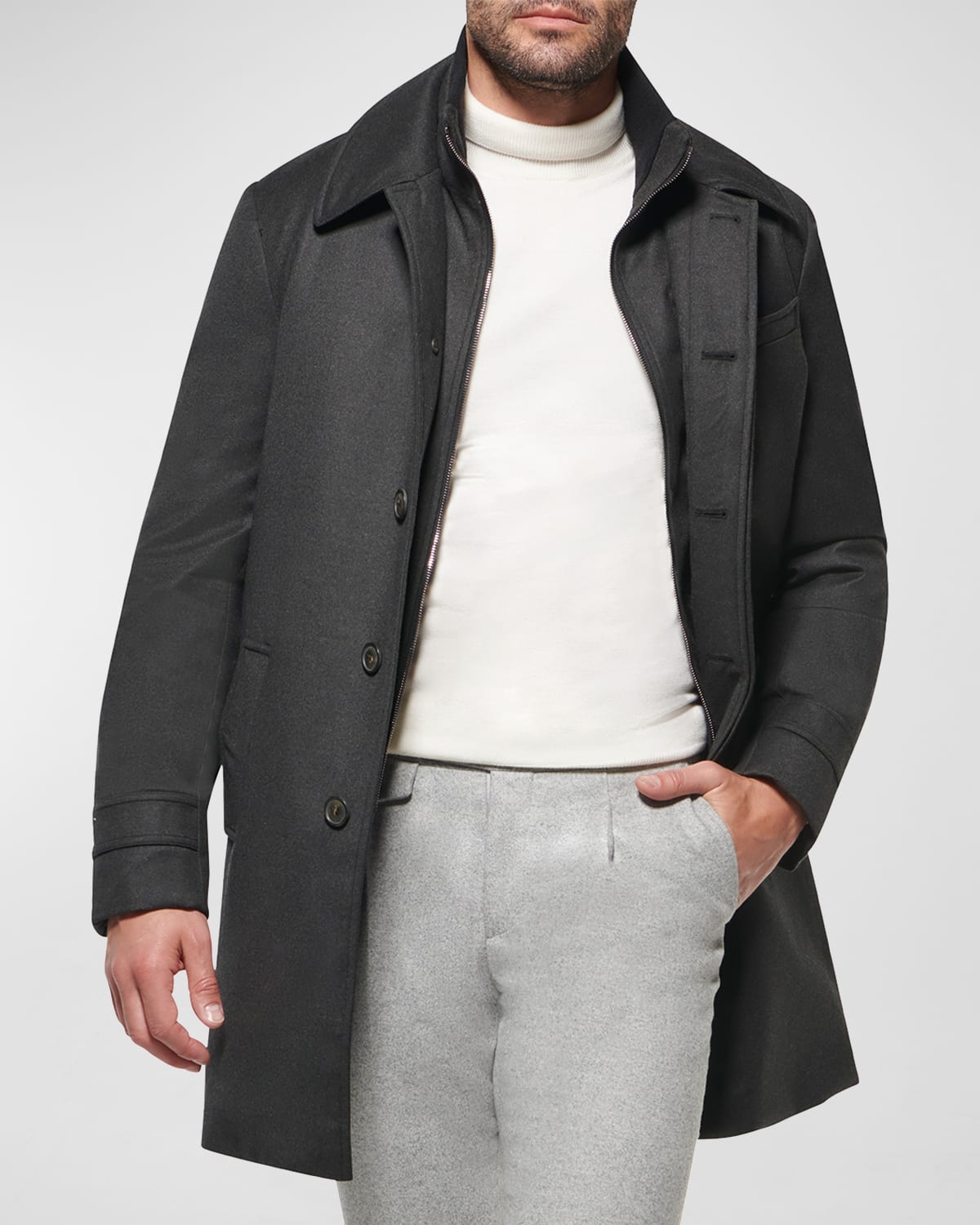 Shop Norwegian Wool Men's Wool-silk Euro Topcoat In Dark Graphite