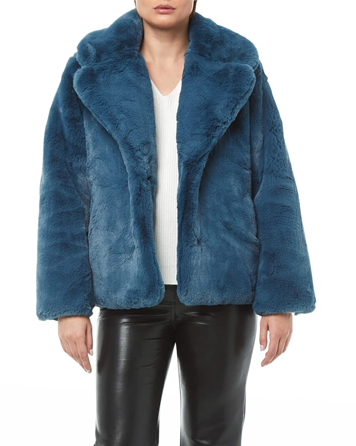 Apparis Milly Faux Fur Oversized Short Coat In Ivory