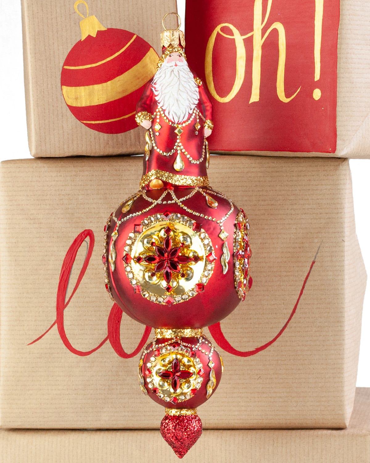 MacKenzie-Childs Glass Ornament Joseph New In Storage  Gift Box Mouth Blown & Handpainted