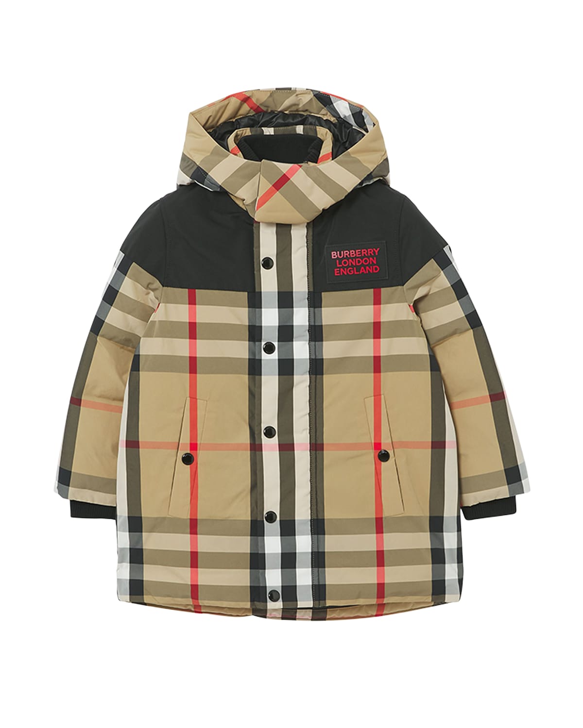 Burberry Boy's Chrissy Vintage Check Parka In Archive Beige Ip