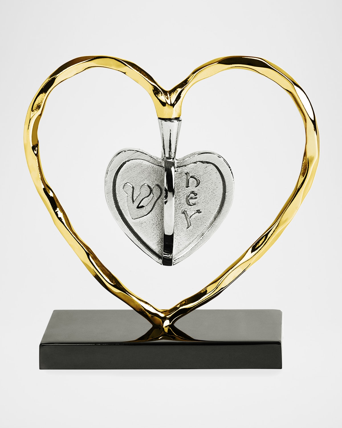 AERIN Ribbed 24KGold Rim Heart Dish Neiman Marcus