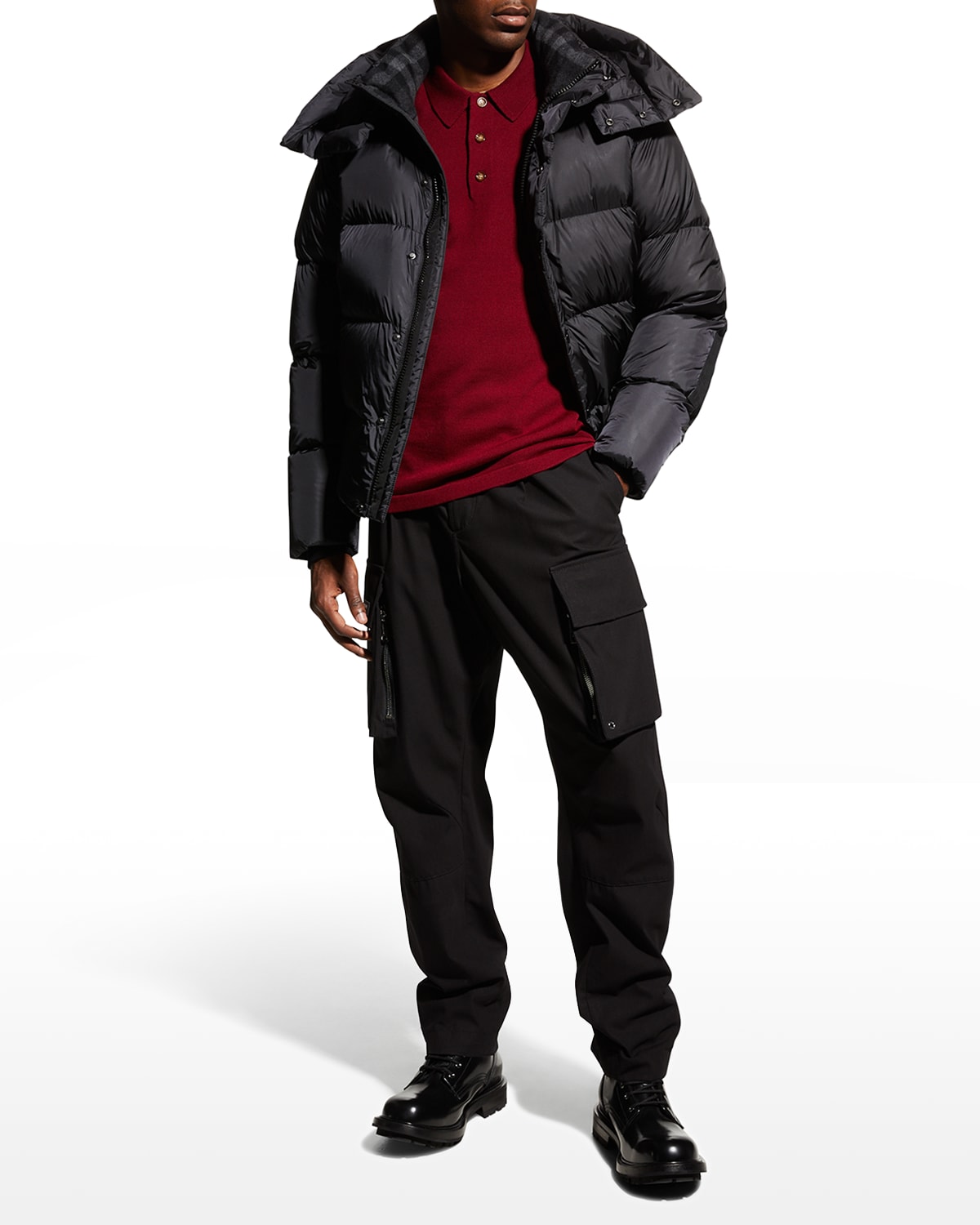 Burberry Detachable-sleeve Puffer Jacket In Black