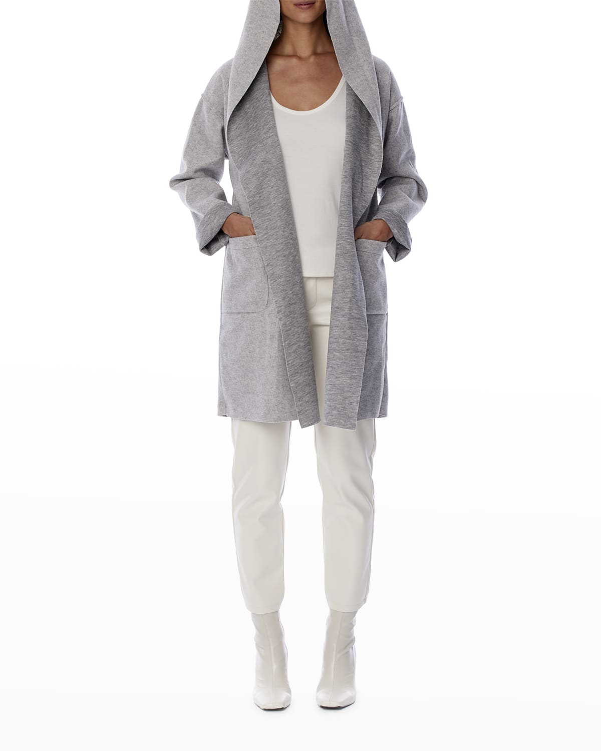 Yajiemen Womens Casual Long Sleeve Open Front Drape Batwing Knitted Cardigan Sweaters White S-XXL 