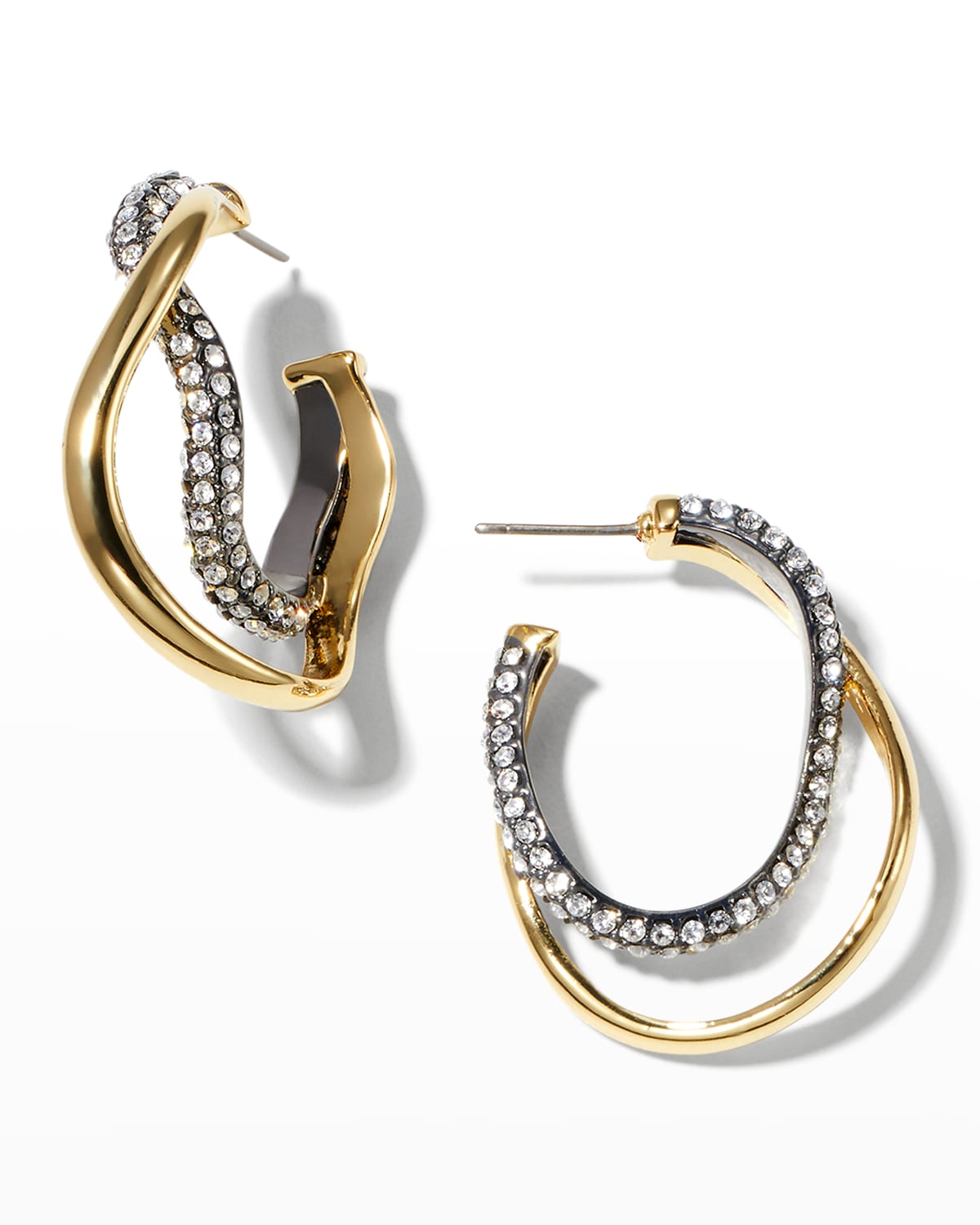 Demarson Sia Twist Hoop Earrings In Gold Crystals