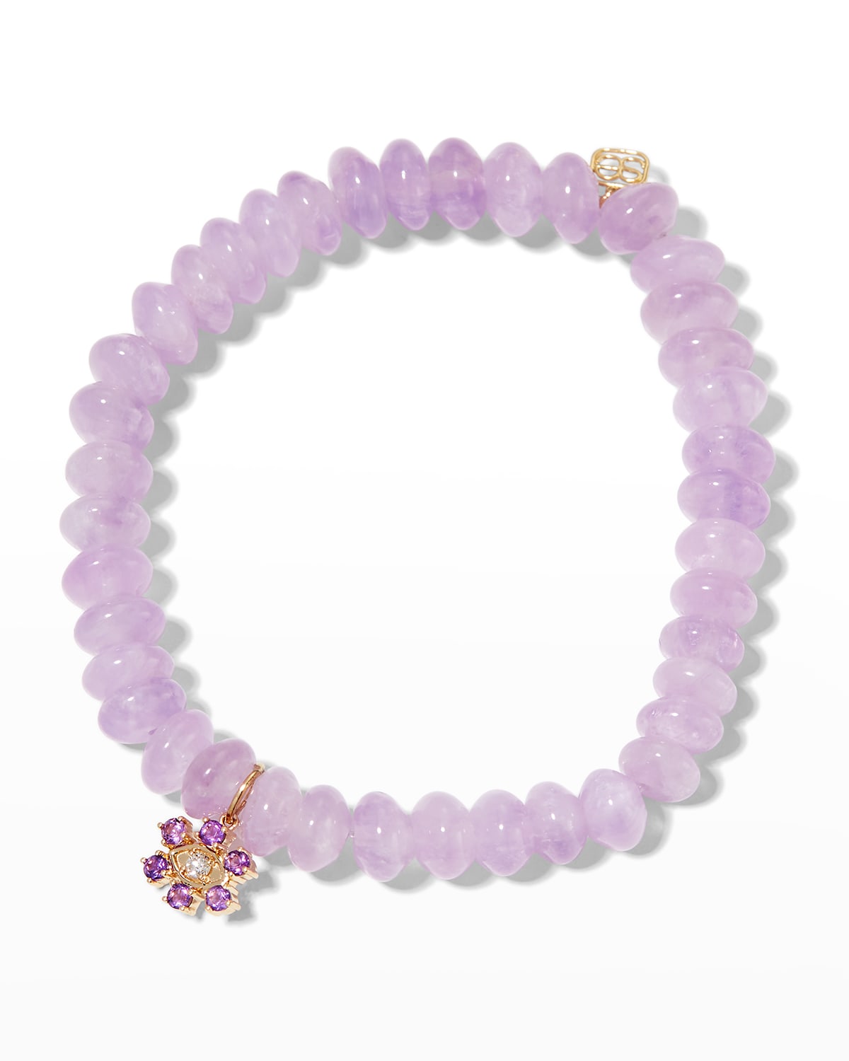Sydney Evan Marquise Eye Prong Set Flower On Lavender Amethyst Bead Bracelet