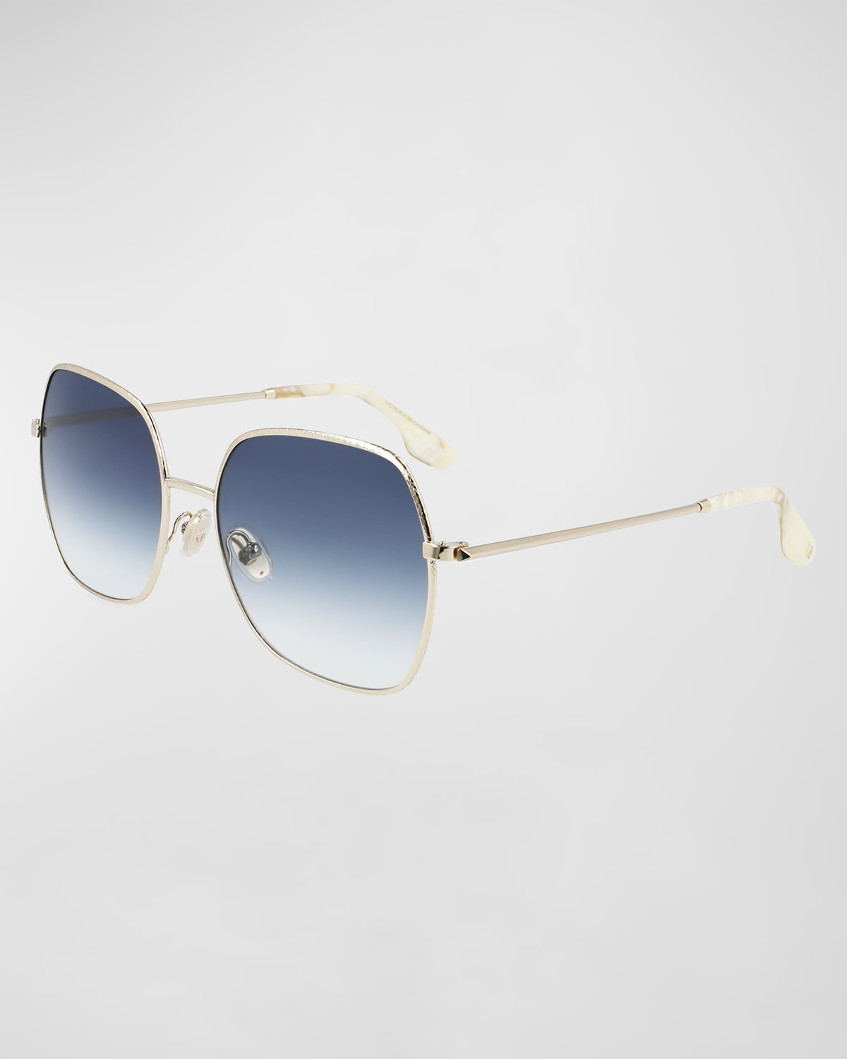 Victoria Beckham Oversized Square Hammered Metal Sunglasses