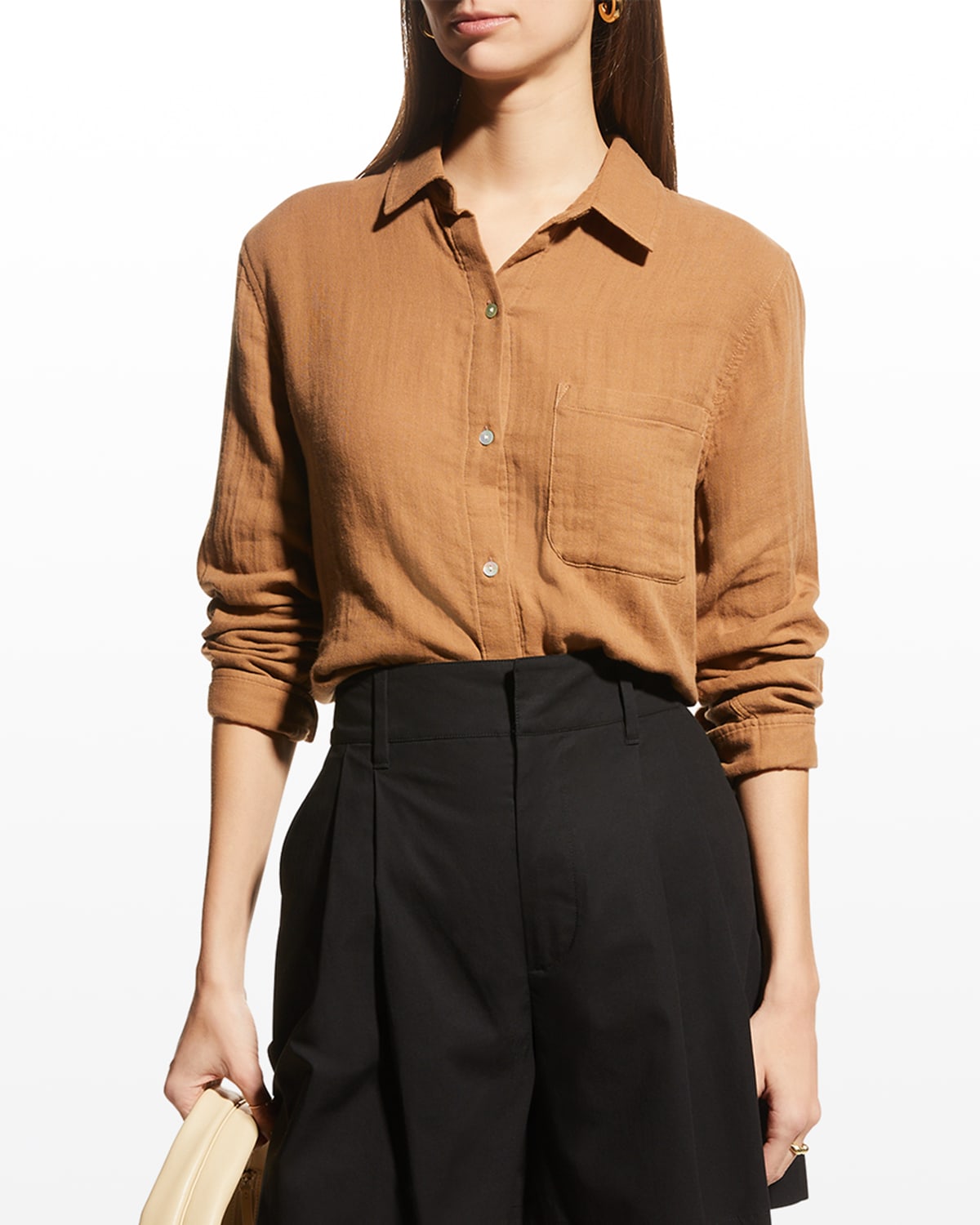 Shop Rails Ellis Collared Gauze Shirt In Toasted Coconut