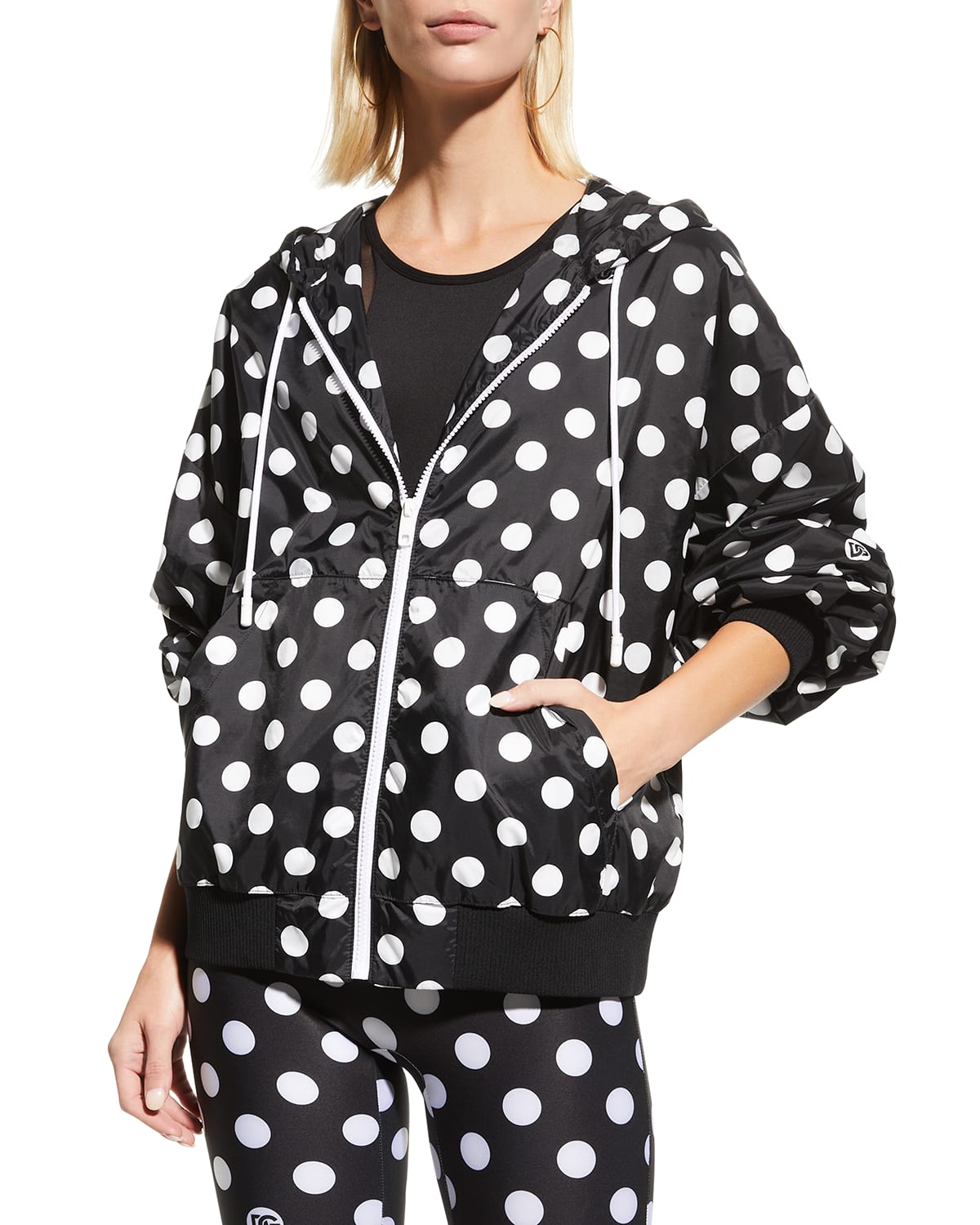 Dolce & Gabbana Polka Dot-print Oversized Track Jacket In Black Prt