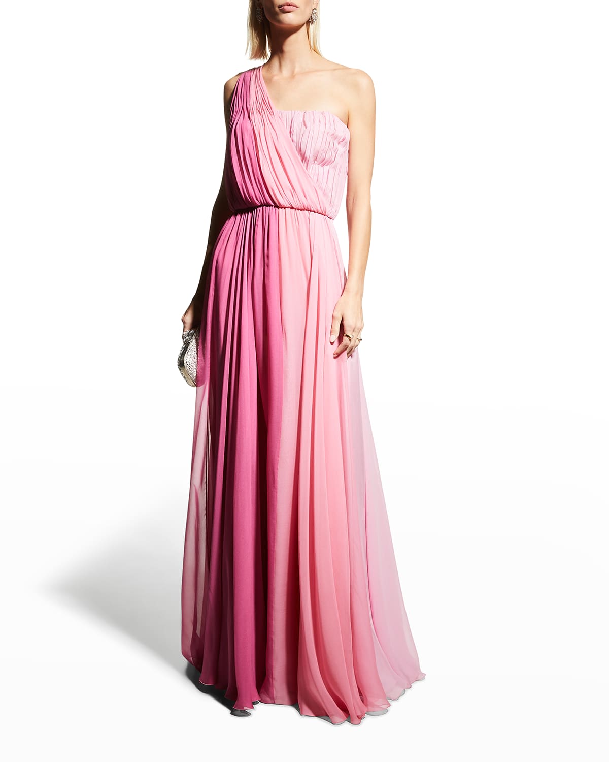 Dolce & Gabbana Multicoloured Chiffon One-shoulder Gown In Openmiscel