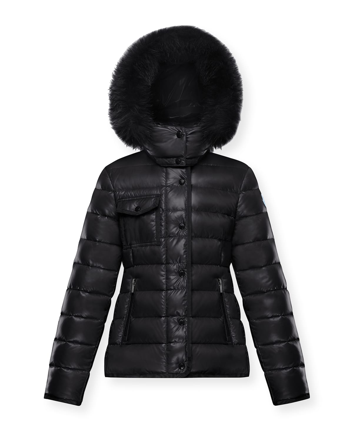 MONCLER GIRL'S ARMOISE FUR-TRIM QUILTED JACKET,PROD244710031