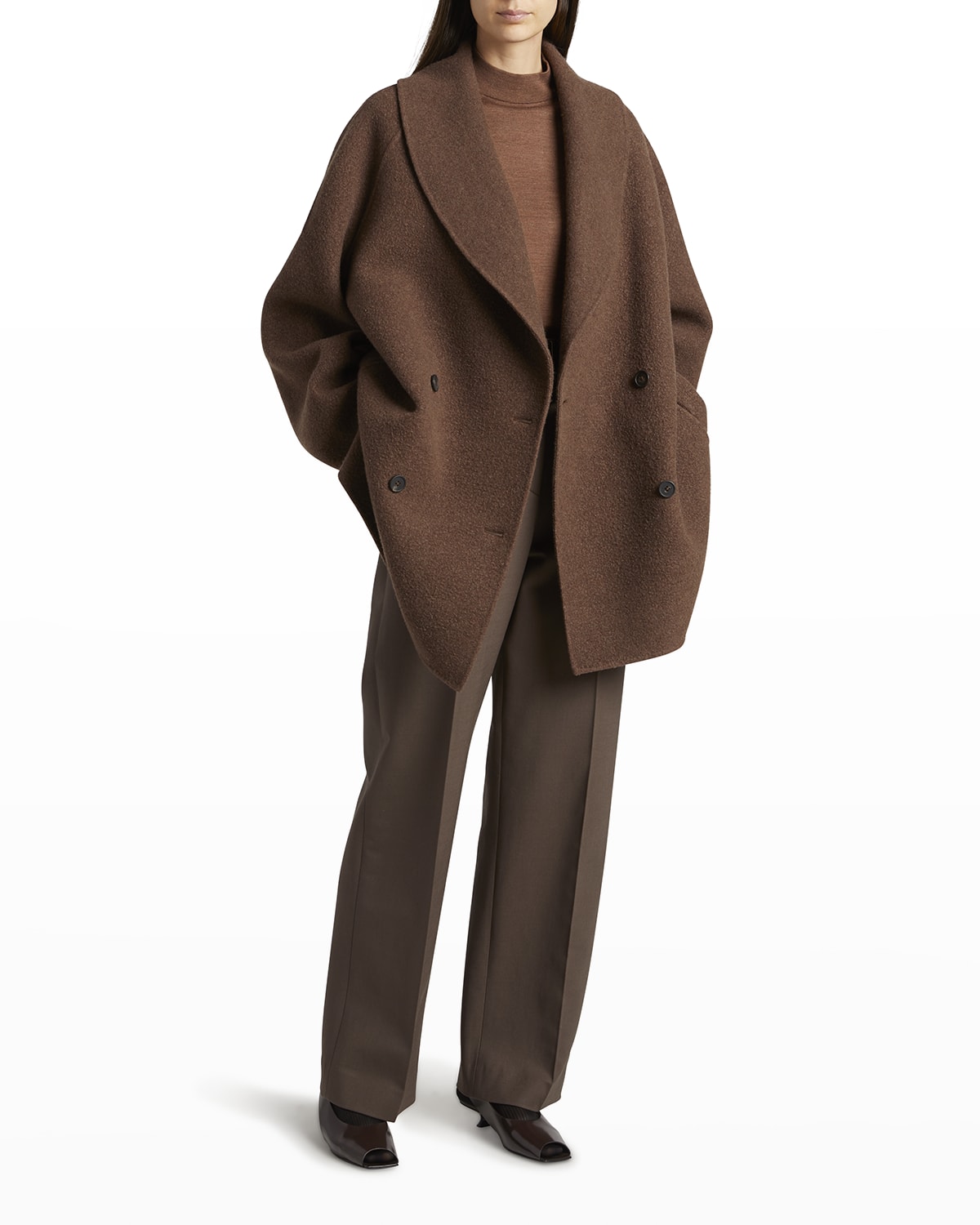 The Row Polli Wool-cashmere Jacket In Taupe