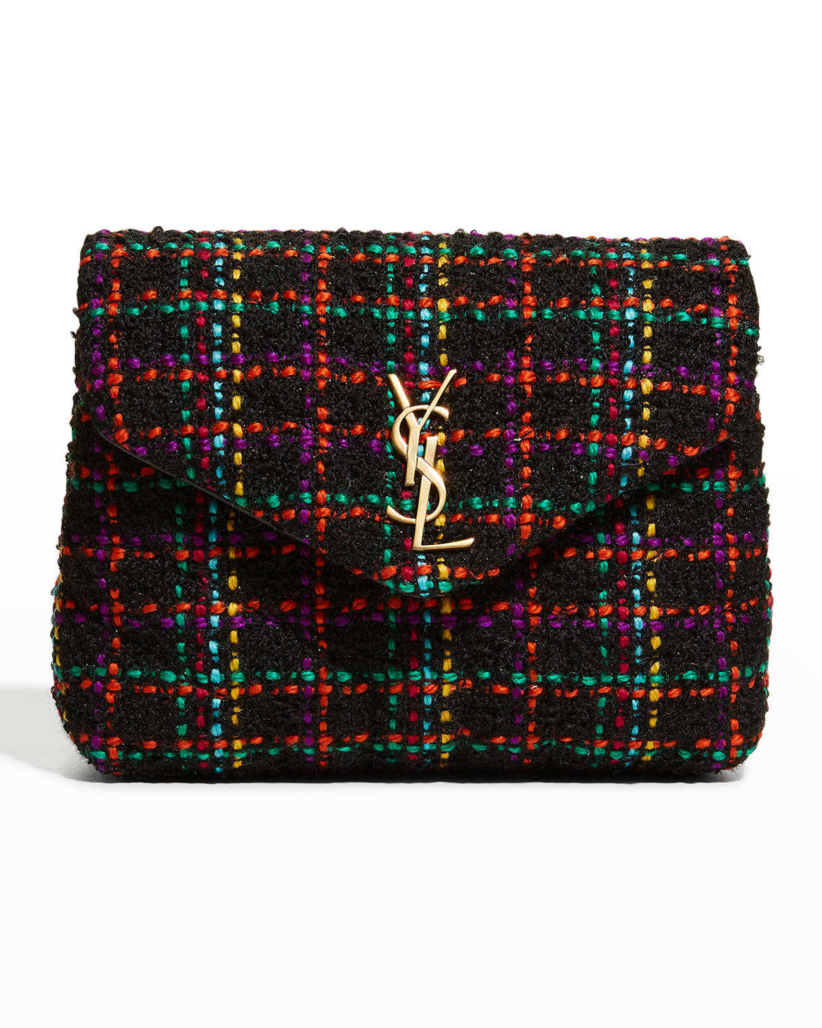 Saint Laurent Loulou Toy Ysl Tweed Shoulder Bag In Nero Multi ModeSens