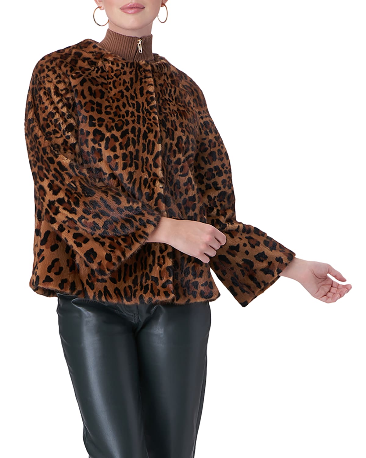 Leopard Print Hooded Jacket YLS0439