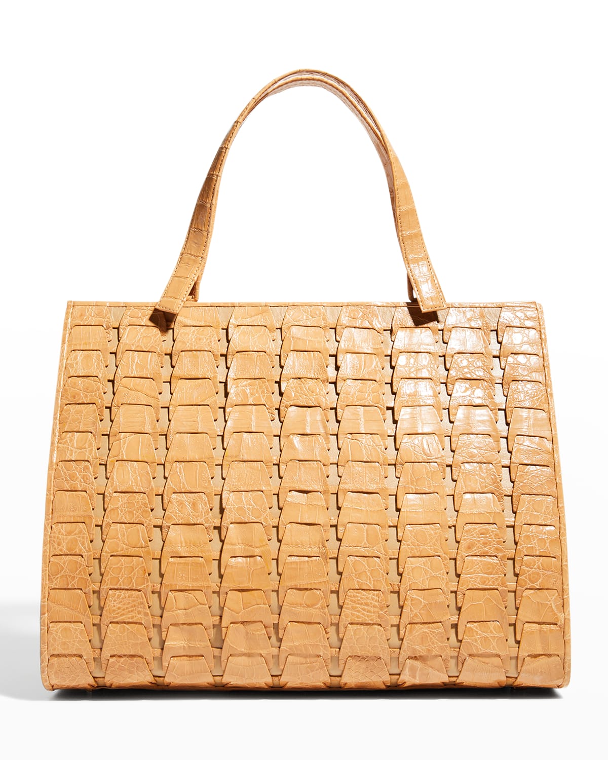Details about   Raviani Tote in Brown Embossed Crocodile Cowhide Leather Tote