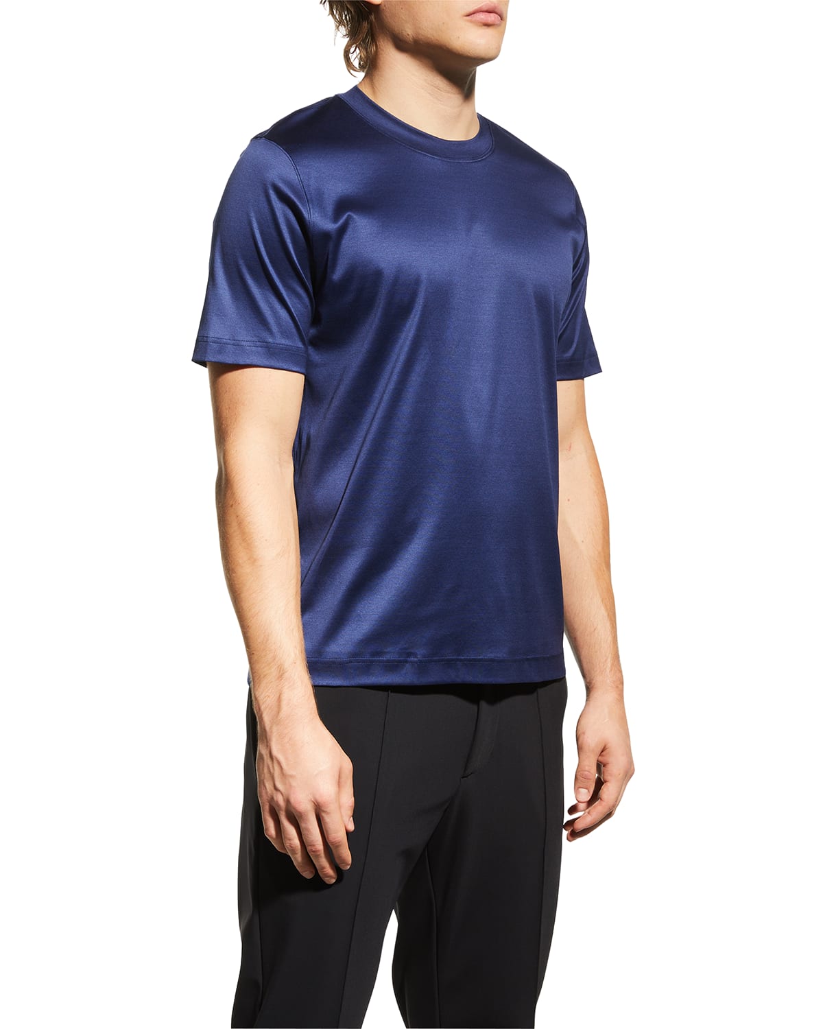 Eton Slim Fit Linen-blend T-shirt In Blue