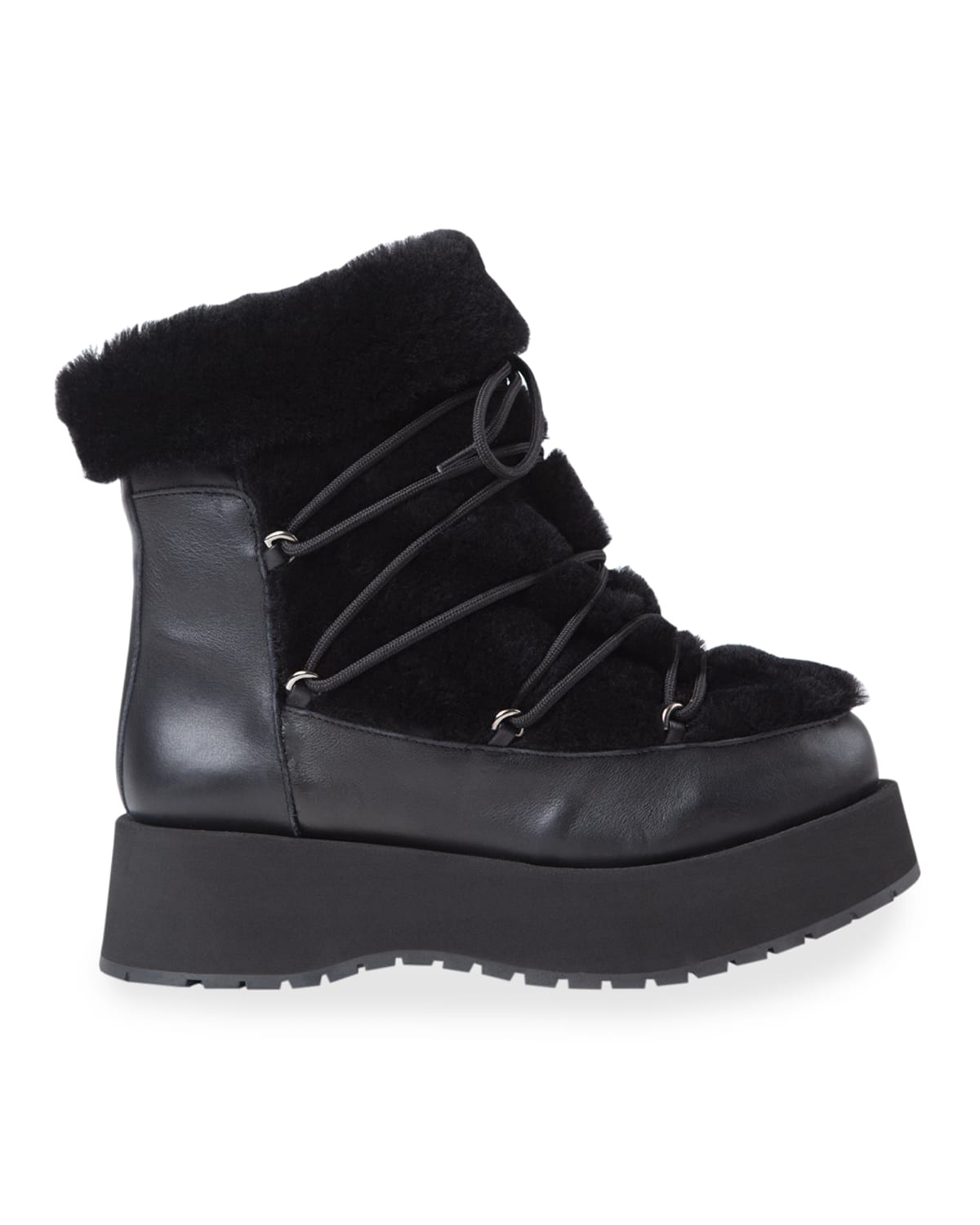 Paloma Barceló Miska Leather Shearling Lace-up Booties In Black | ModeSens