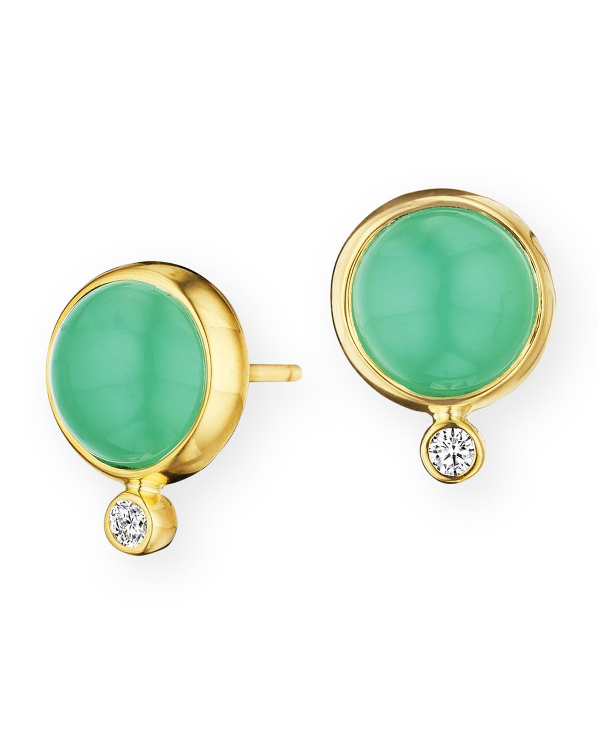 Syna 18k Chrysoprase And Diamond Stud Earrings In Gold