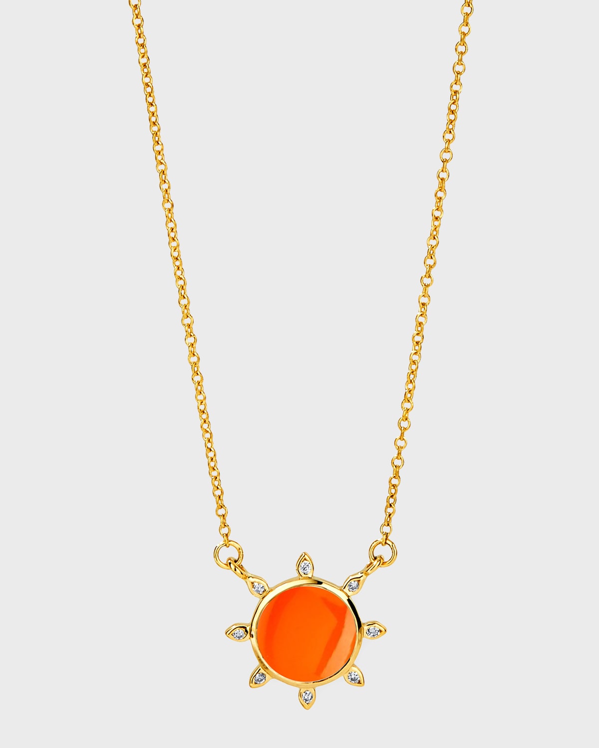 Syna 18k Cosmic Sun Orange Chalcedony Pendant Necklace With Diamonds