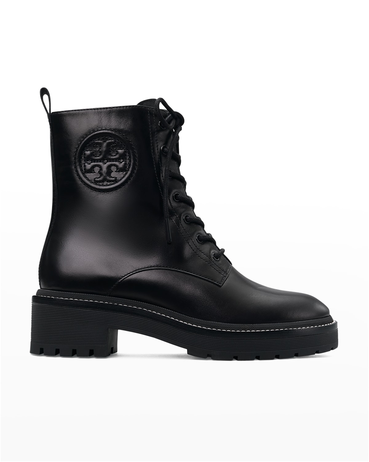 Tory Burch Miller Zip Lug-sole Combat Booties In Perfect Black Pe | ModeSens