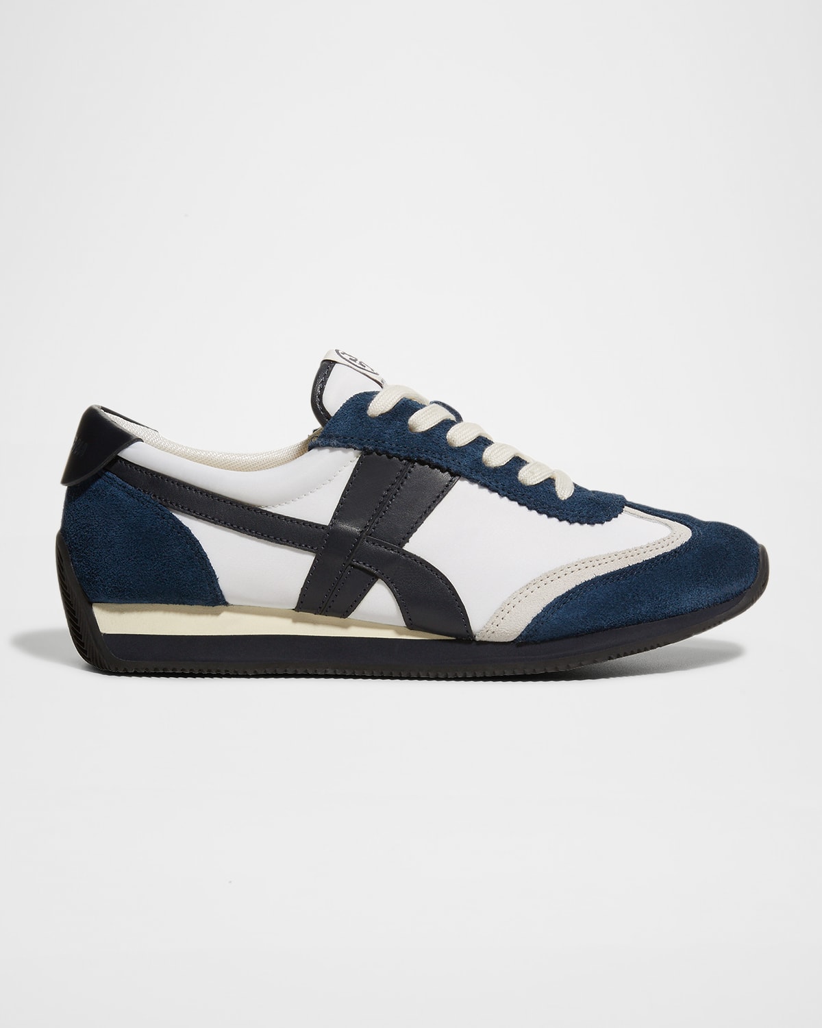 Tory Burch Hank Mixed Leather Retro Sneakers In Snow White Brigh