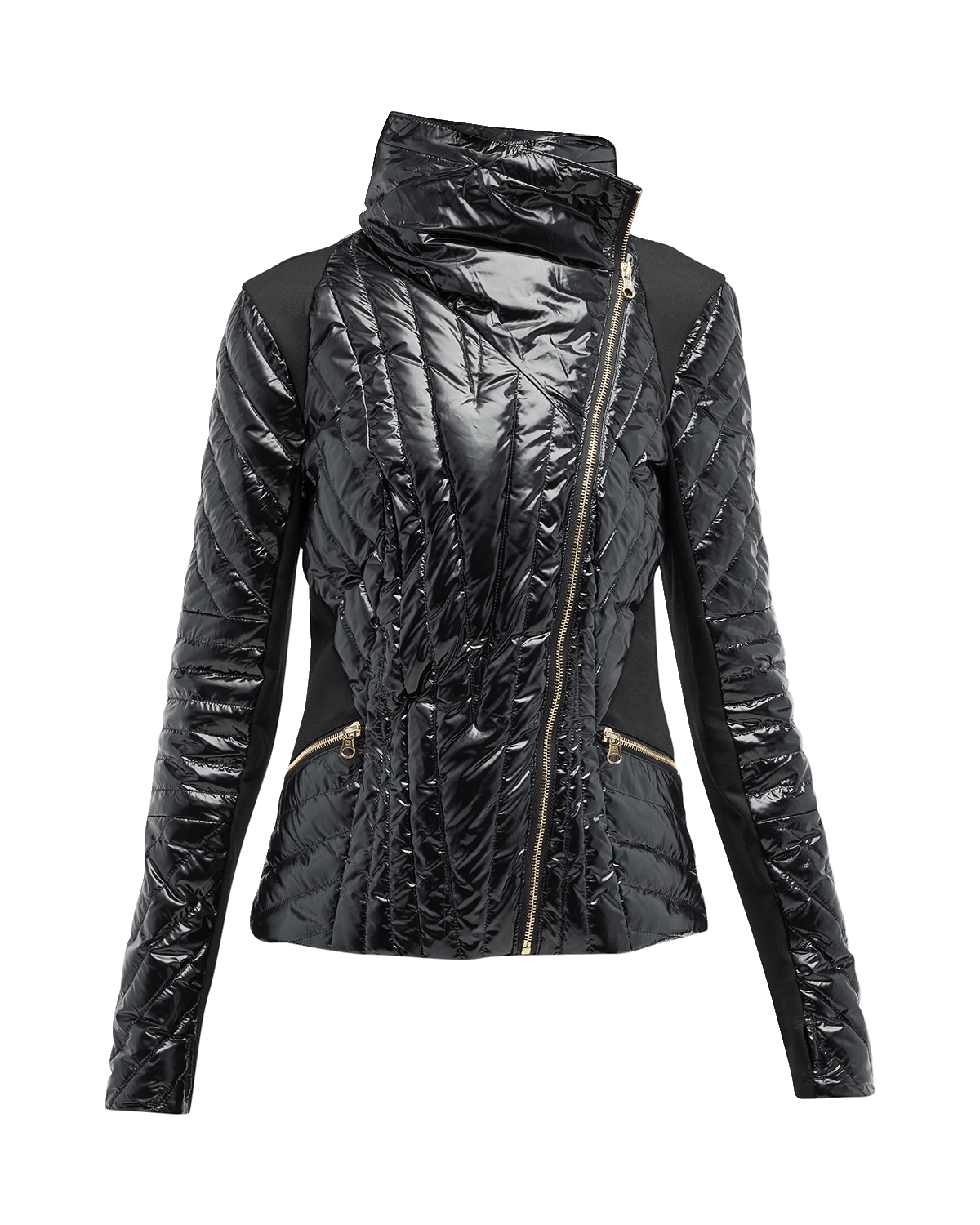 Blanc Noir Motion Panel Shiny Puffer Jacket