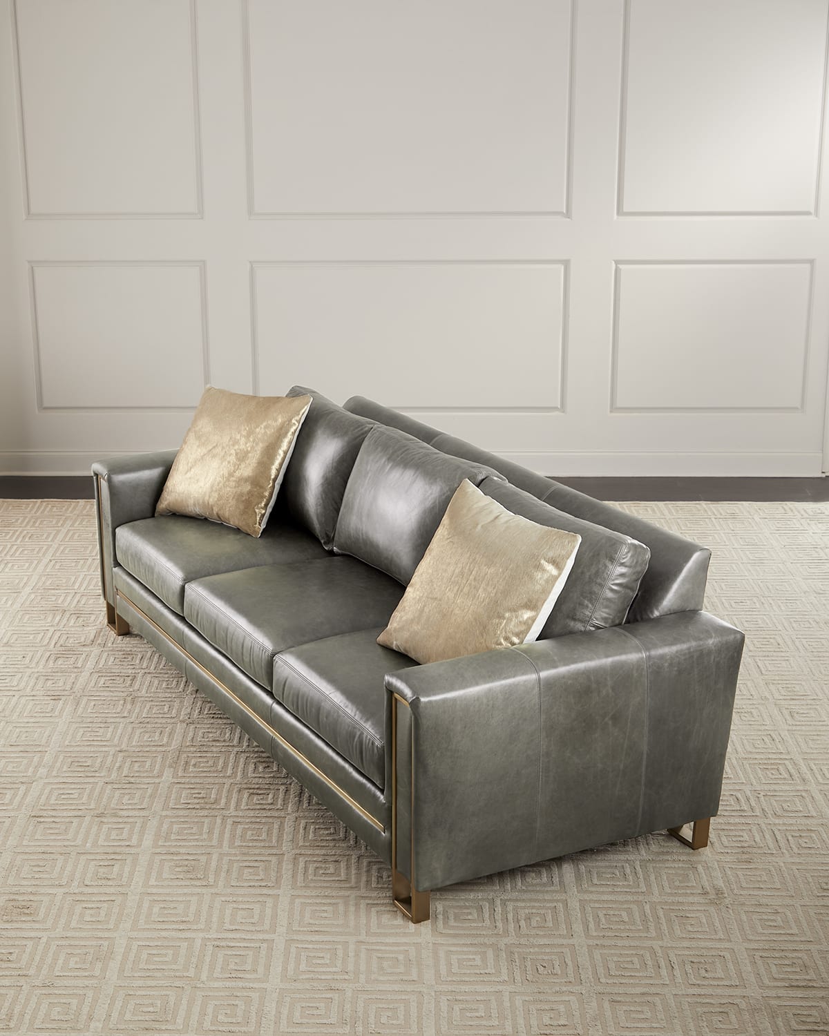 Massoud Brinkley Leather Sofa, 104"