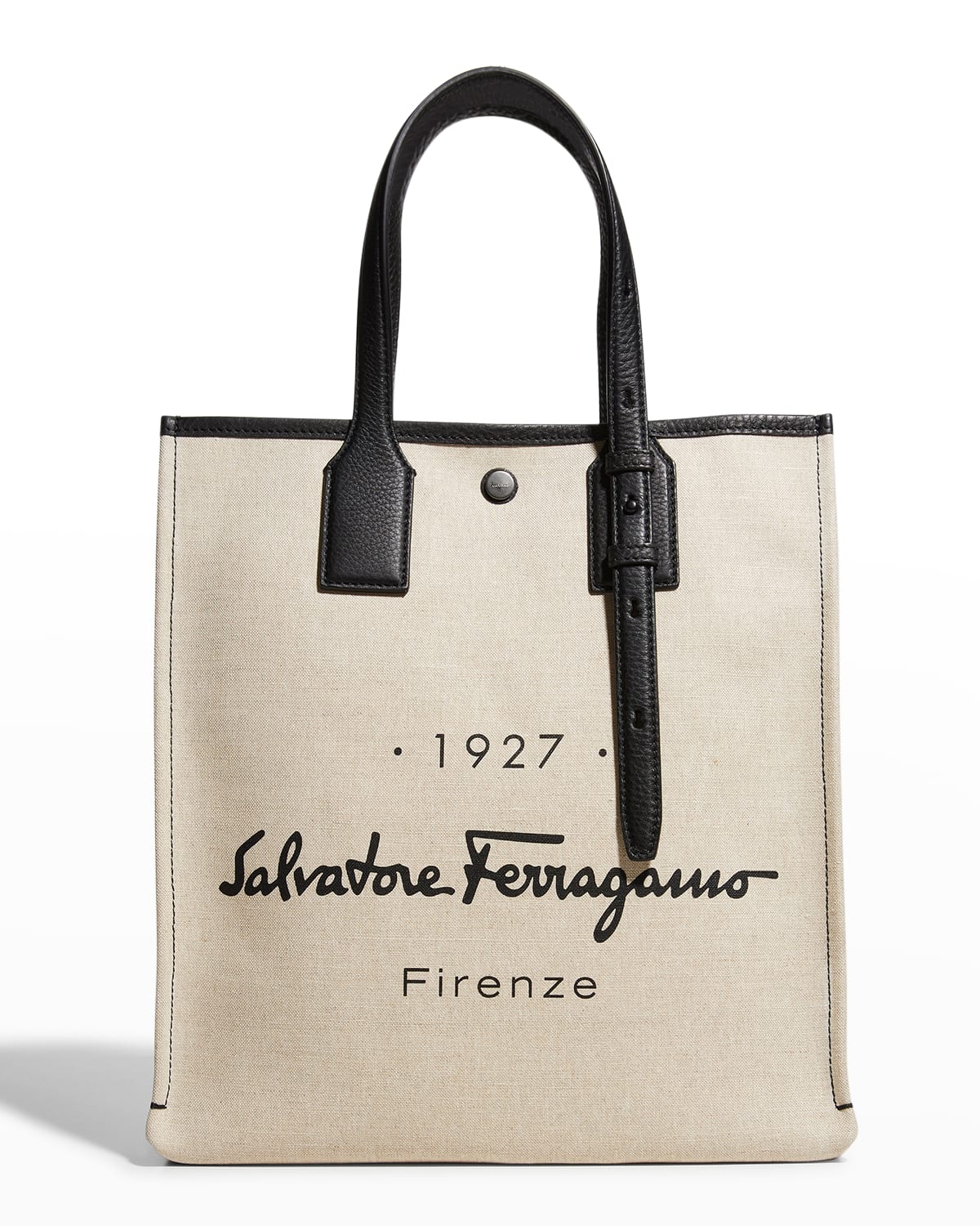 Salvatore Ferragamo Men's 1927 Logo Canvas Tote Bag | Neiman Marcus