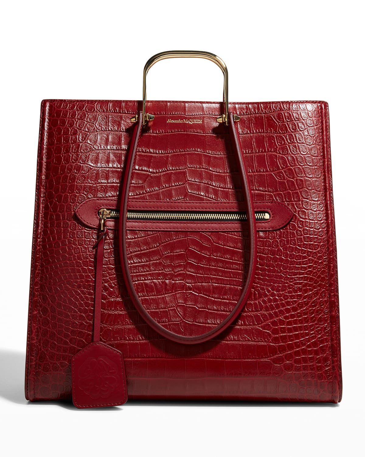 Embossed Logo Leather Tote Bag | Neiman Marcus