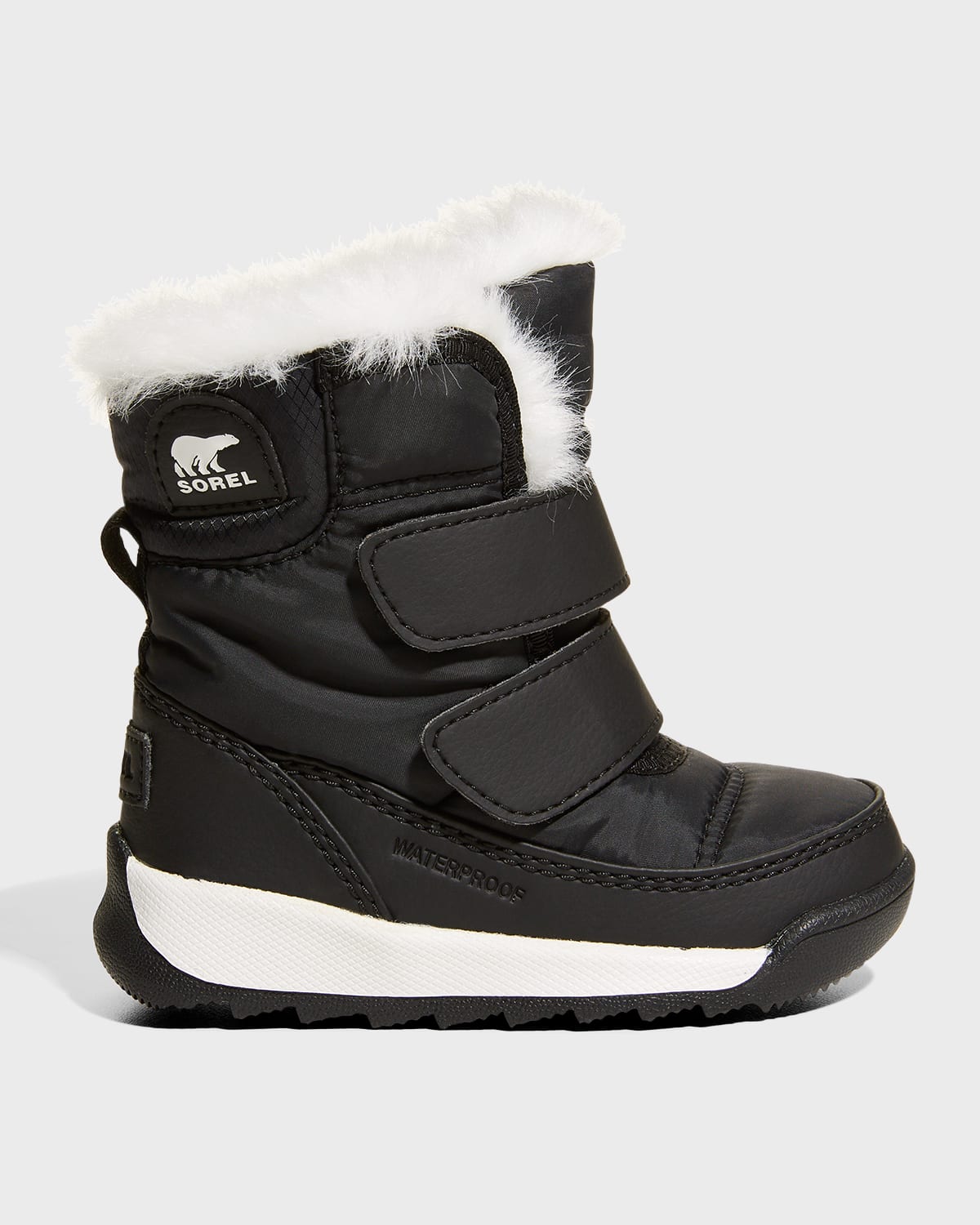 Sorel Kid's Whitney Ii Waterproof Winter Boots W/ Faux-fur Trim In Black