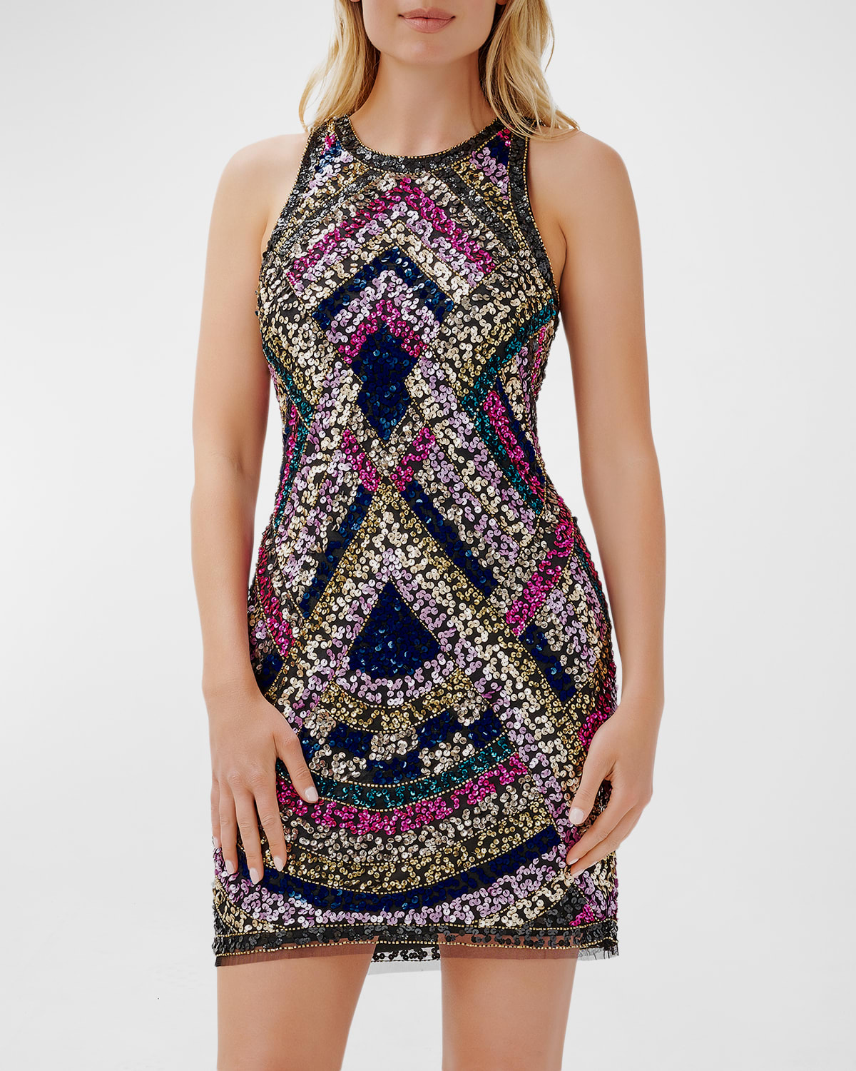 Layered Sheer Panel Sleeveless Cocktail Dress main image 0