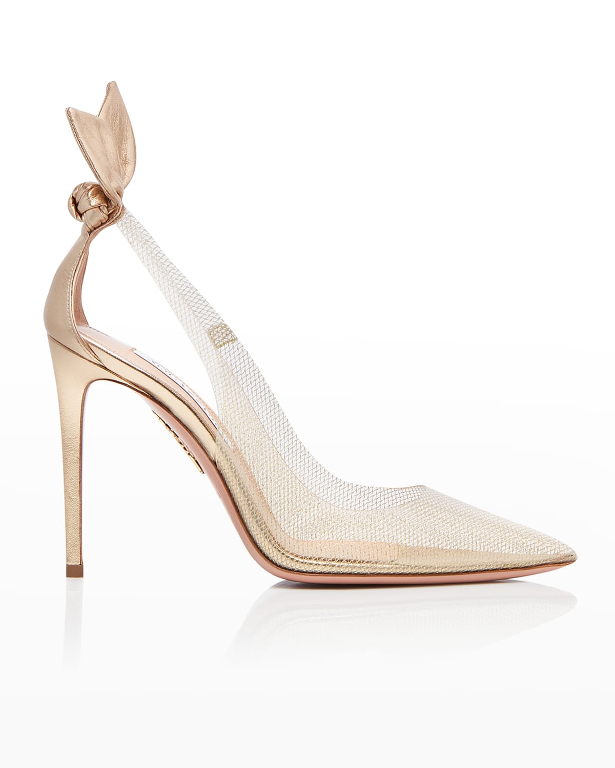 Aquazzura Slingback Pumps Bow Tie Plexi 105 In Soft Gold ModeSens