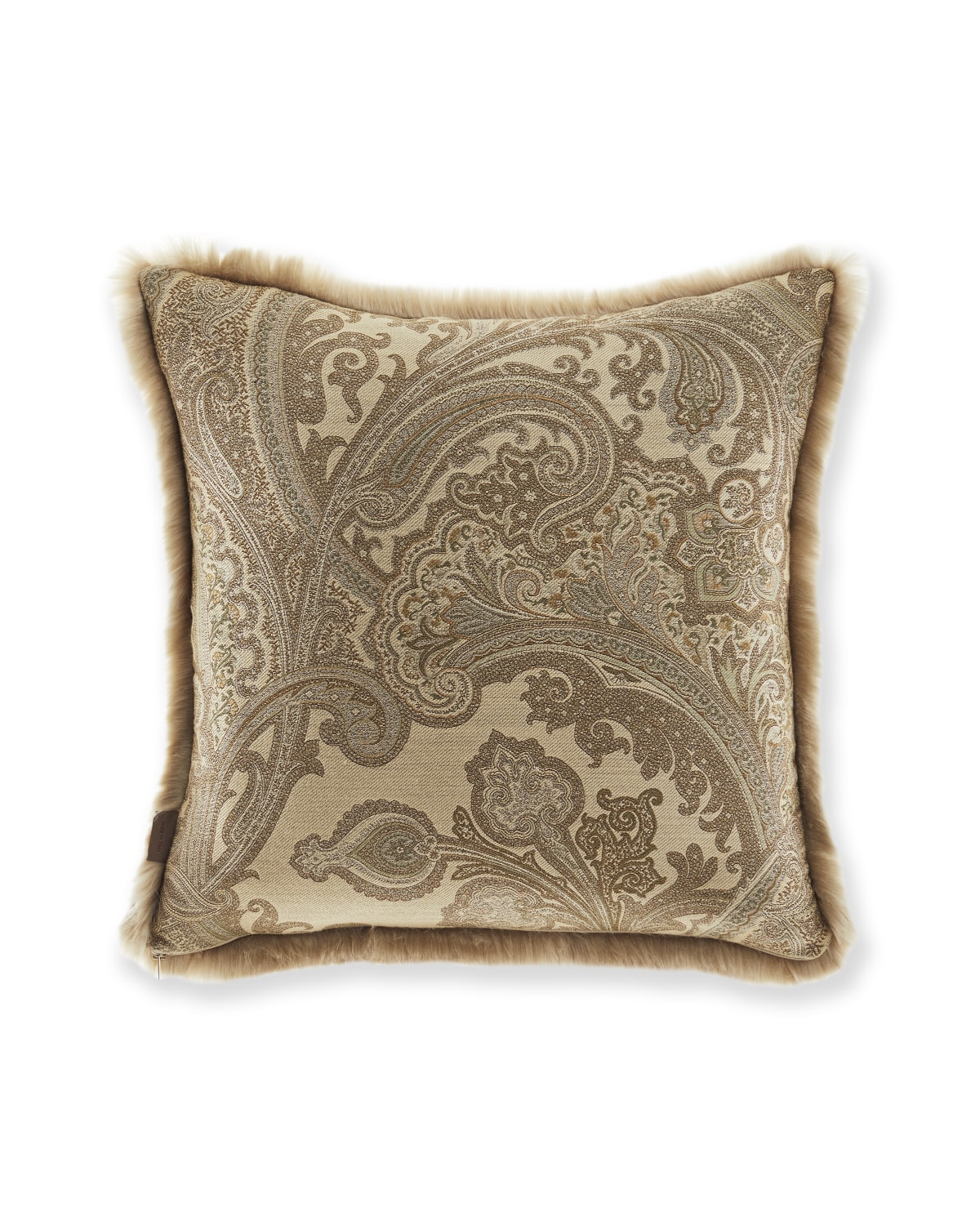 18 x 18 Paisley Accent HiEnd Accents San Angelo Western Teal Velvet Tufted Throw Pillow 
