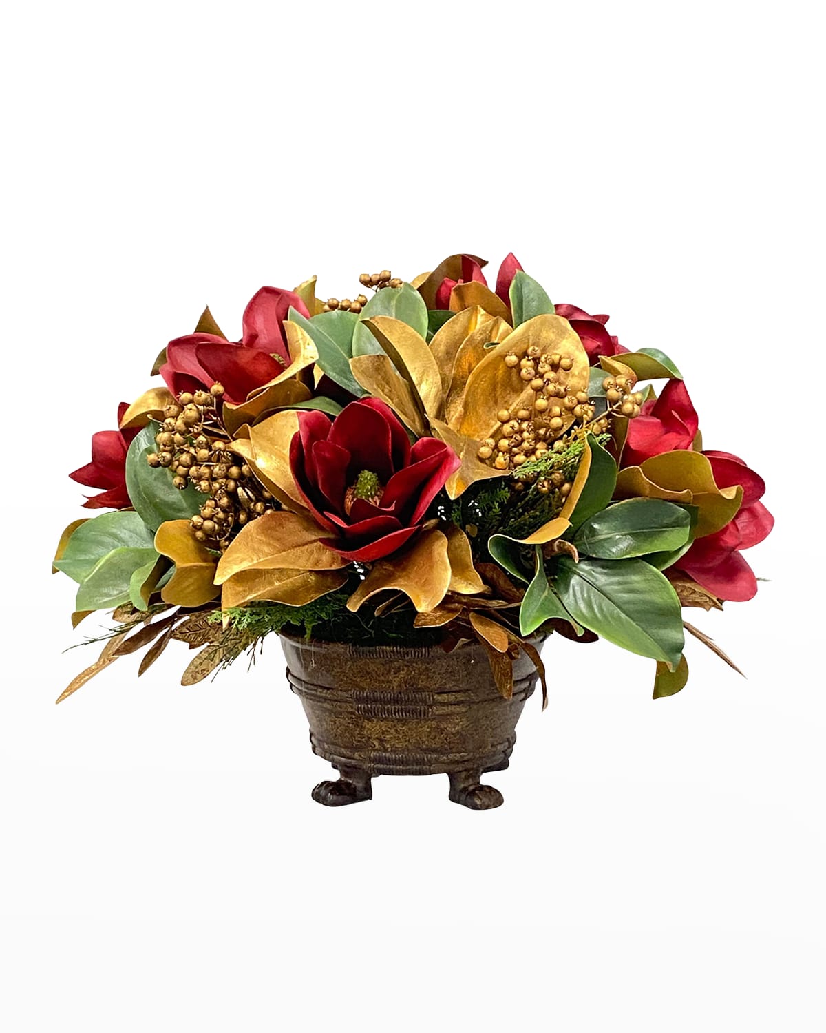 Winward Faux Magnolia Berry Floral Arrangement In Planter